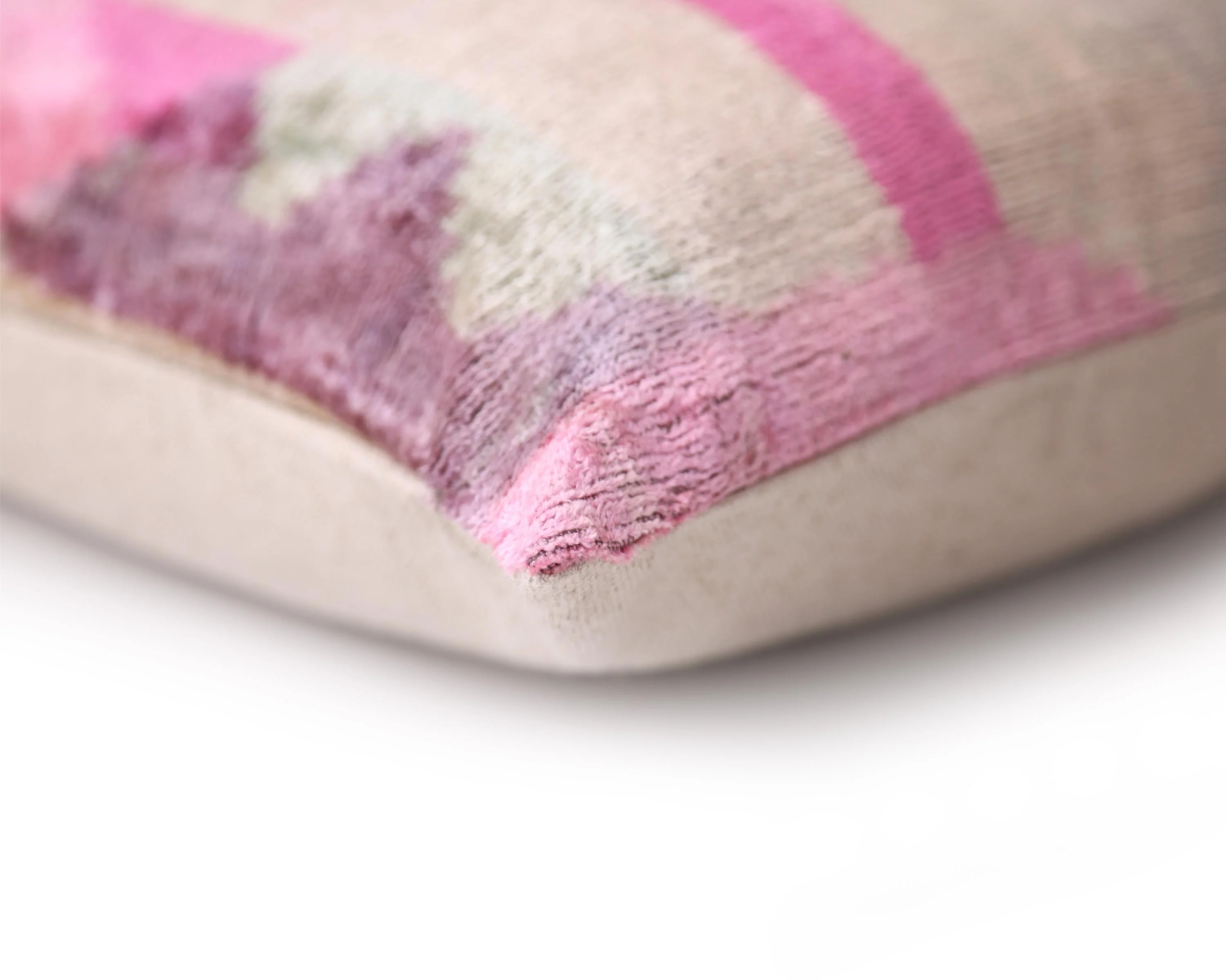 Blush Abstract Silk Velvet Lumbar Pillow, Vegetable Dyed – 16x24 in - Image 8