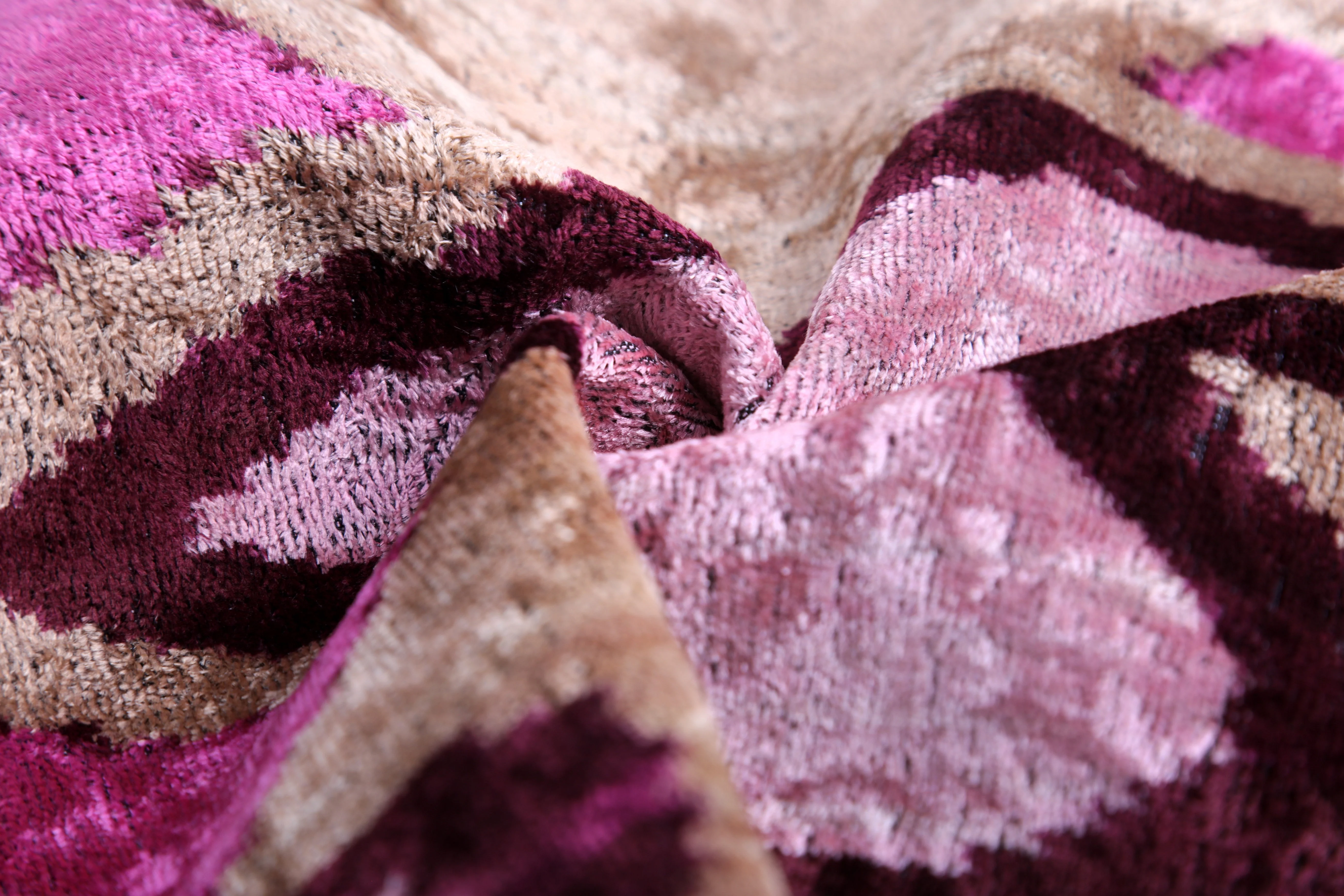 Blush & Magenta Heart Ikat Pillow – 16x16” Silk Velvet Handmade - Image 7