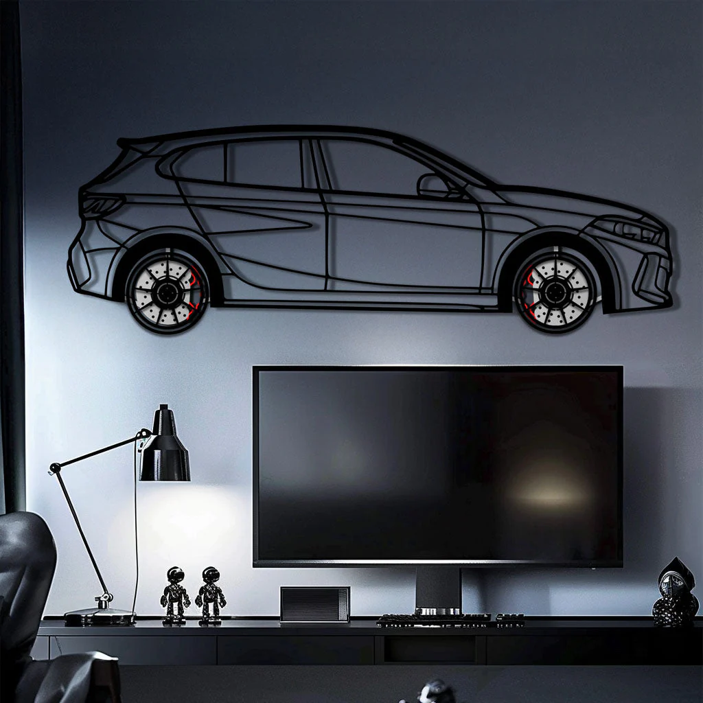 BMW 135i F40 Metal Car Wall Art with Rotating Wheels - M Performance Hatchback Silhouette - Interactive Automotive Decor - KAFMEKA102 - Image 10