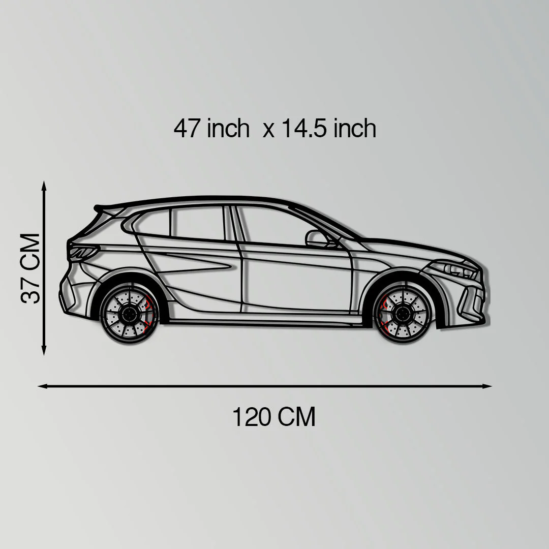 BMW 135i F40 Metal Car Wall Art with Rotating Wheels - M Performance Hatchback Silhouette - Interactive Automotive Decor - KAFMEKA102 - Image 11