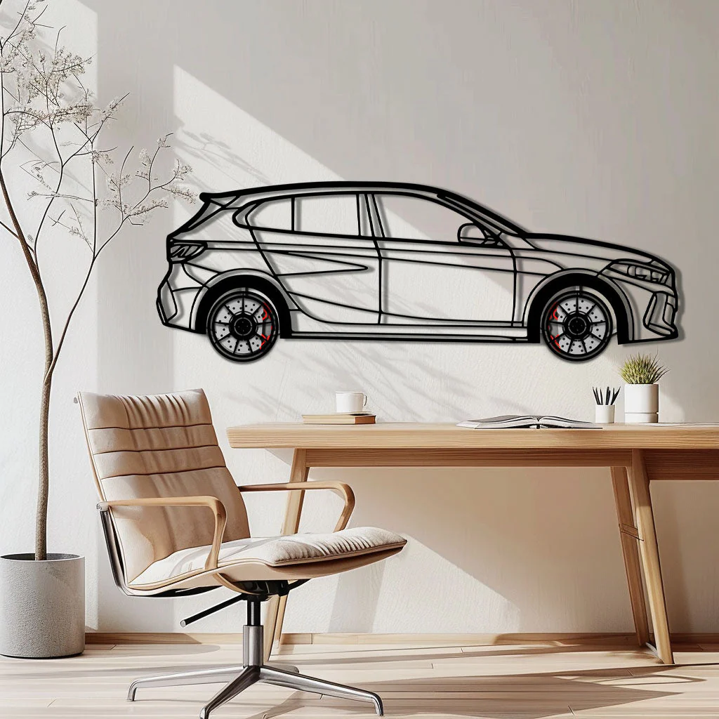 BMW 135i F40 Metal Car Wall Art with Rotating Wheels - M Performance Hatchback Silhouette - Interactive Automotive Decor - KAFMEKA102 - Image 2