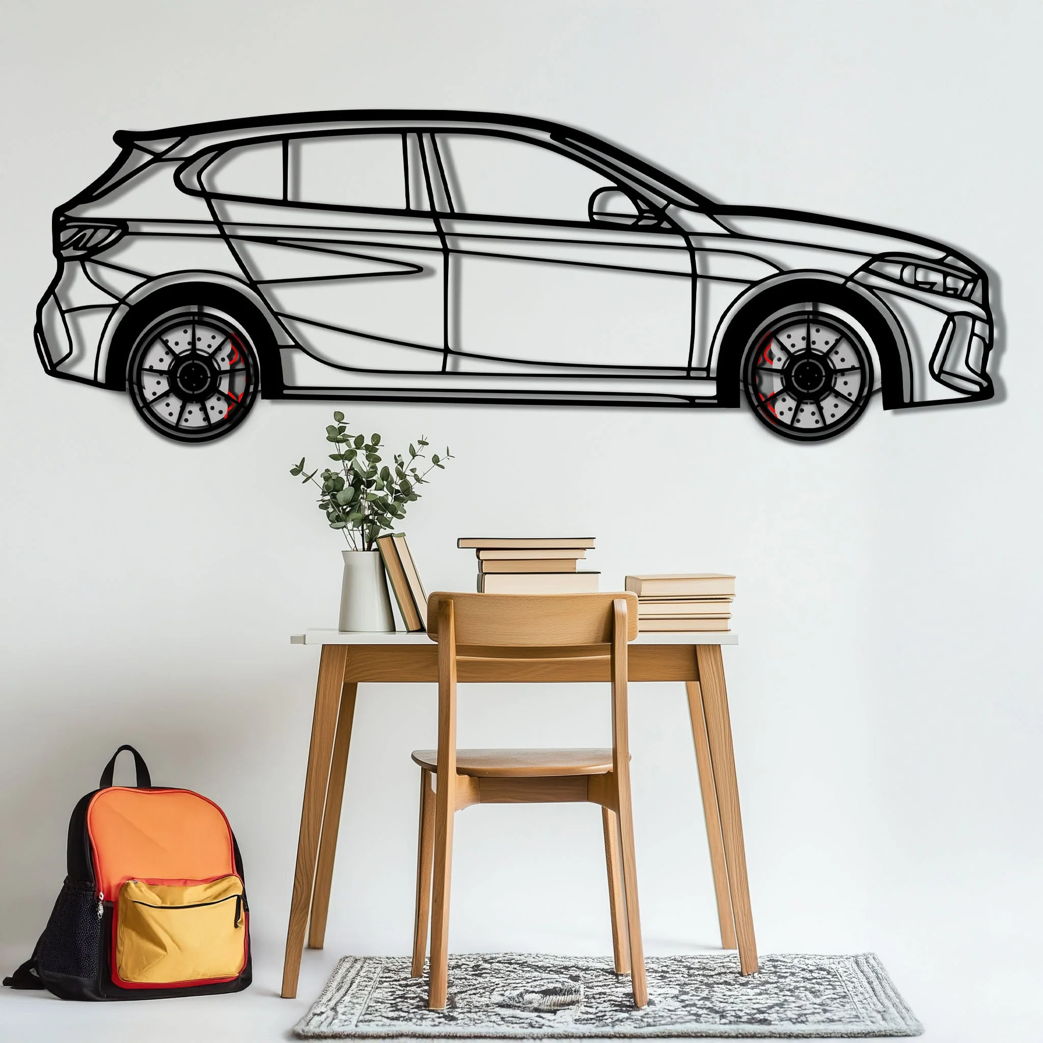 BMW 135i F40 Metal Car Wall Art with Rotating Wheels - M Performance Hatchback Silhouette - Interactive Automotive Decor - KAFMEKA102 - Image 5