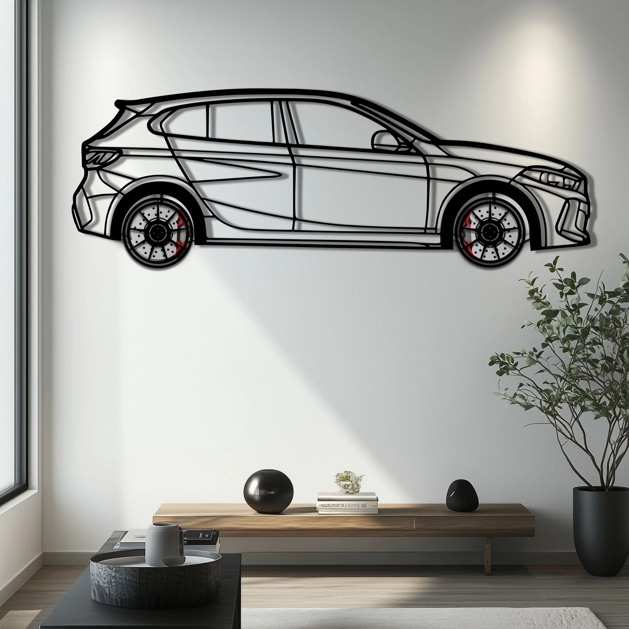 BMW 135i F40 Metal Car Wall Art with Rotating Wheels - M Performance Hatchback Silhouette - Interactive Automotive Decor - KAFMEKA102 - Image 6