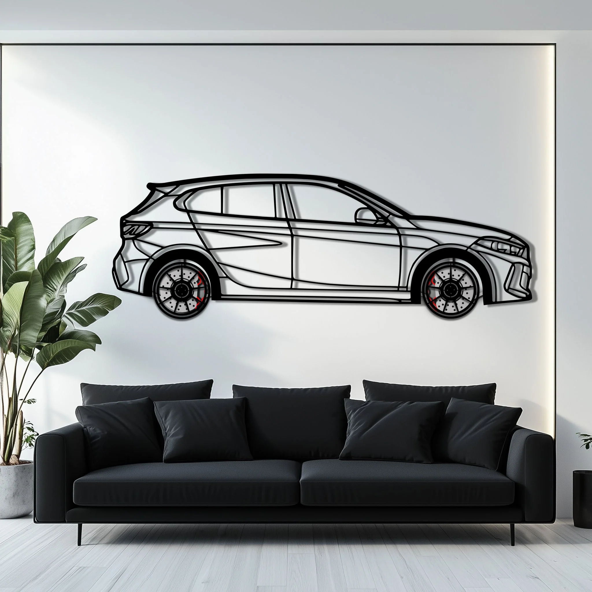 BMW 135i F40 Metal Car Wall Art with Rotating Wheels - M Performance Hatchback Silhouette - Interactive Automotive Decor - KAFMEKA102 - Image 7