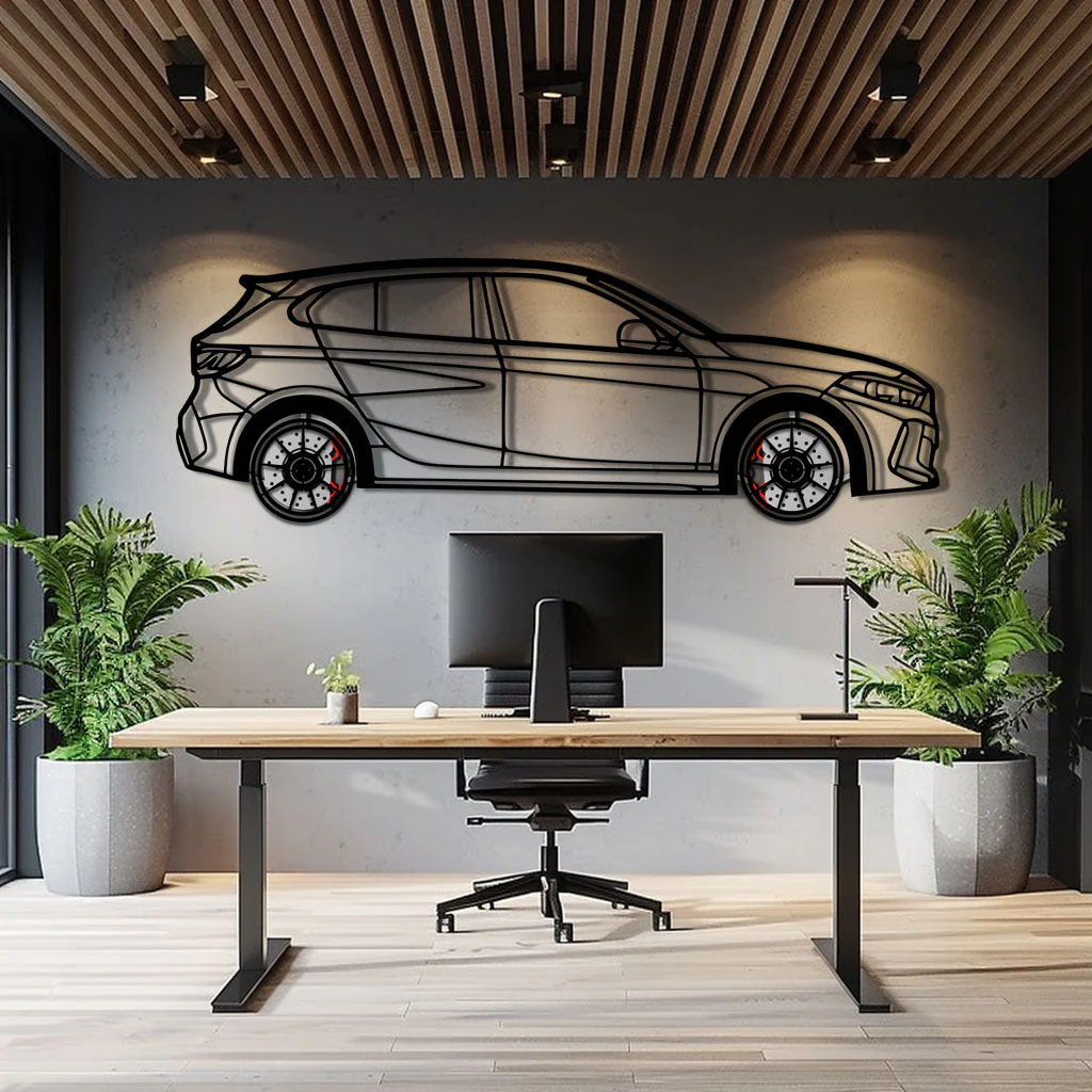BMW 135i F40 Metal Car Wall Art with Rotating Wheels - M Performance Hatchback Silhouette - Interactive Automotive Decor - KAFMEKA102 - Image 9