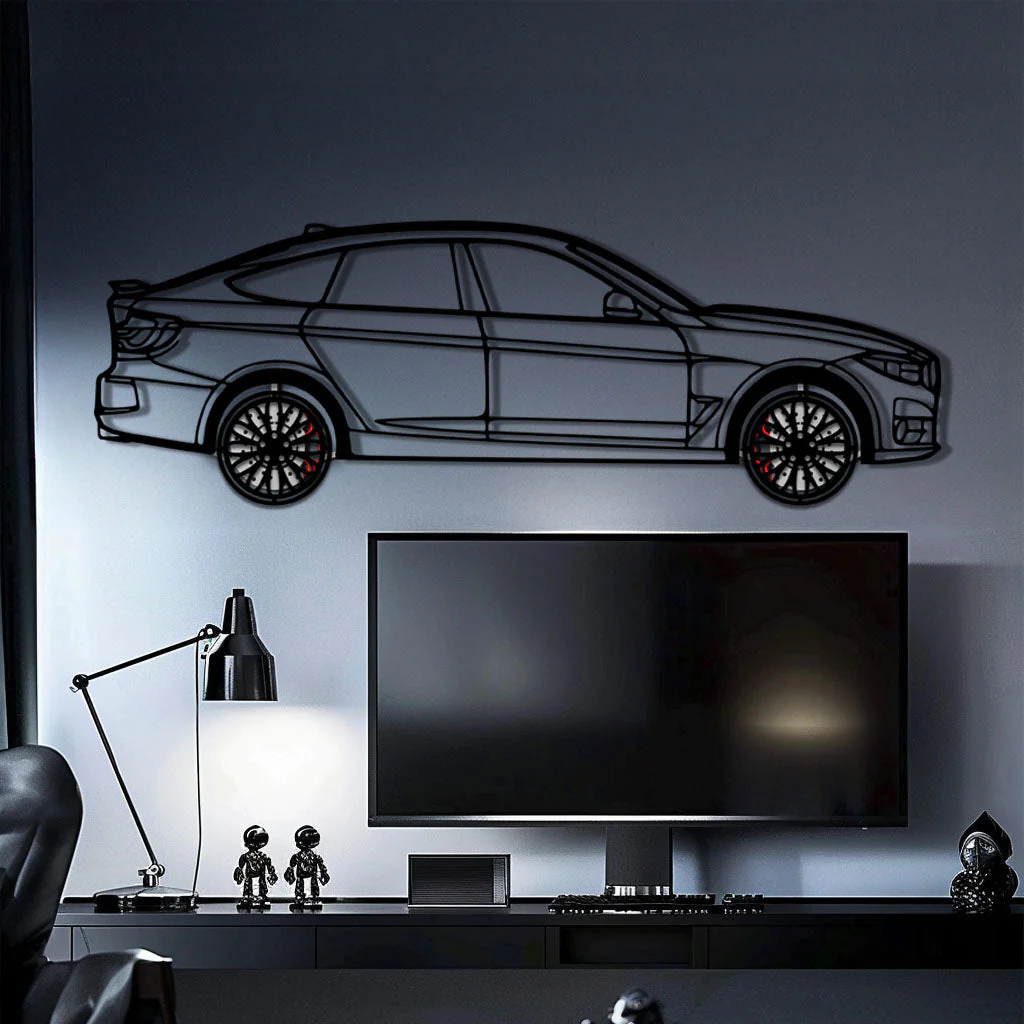 BMW 330 GT F34 Metal Car Wall Art with Rotating Wheels - Gran Turismo Silhouette Decor - Interactive Automotive Wall Art - KAFMEKA103 - Image 10