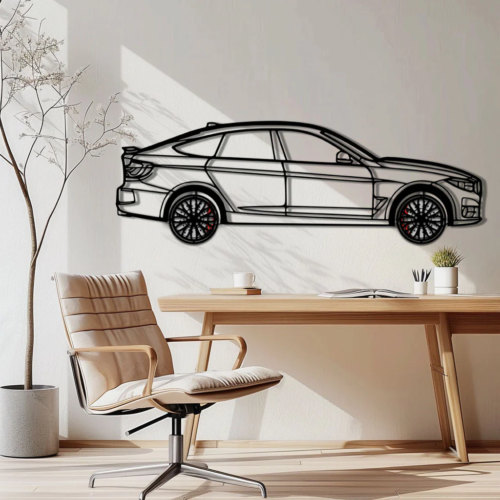 BMW 330 GT F34 Metal Car Wall Art with Rotating Wheels - Gran Turismo Silhouette Decor - Interactive Automotive Wall Art - KAFMEKA103 - Image 2