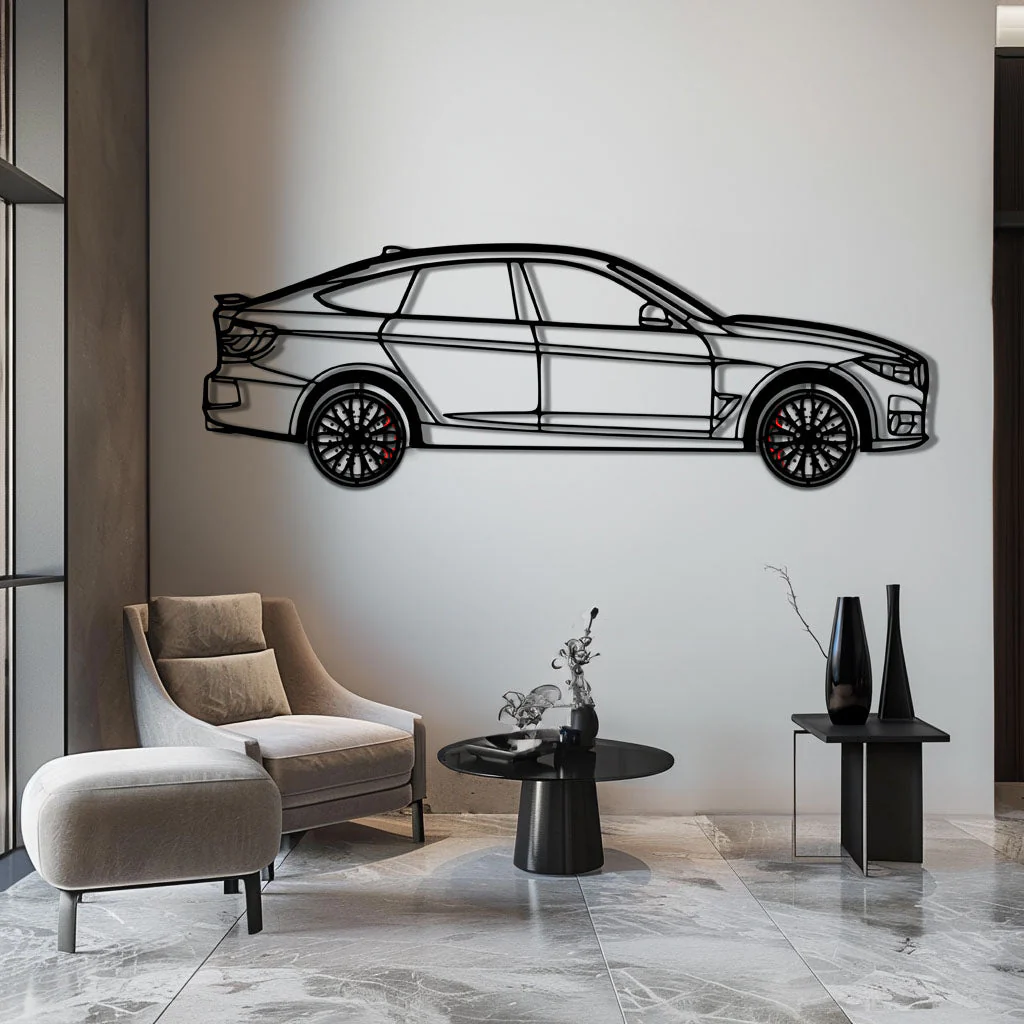 BMW 330 GT F34 Metal Car Wall Art with Rotating Wheels - Gran Turismo Silhouette Decor - Interactive Automotive Wall Art - KAFMEKA103 - Image 4