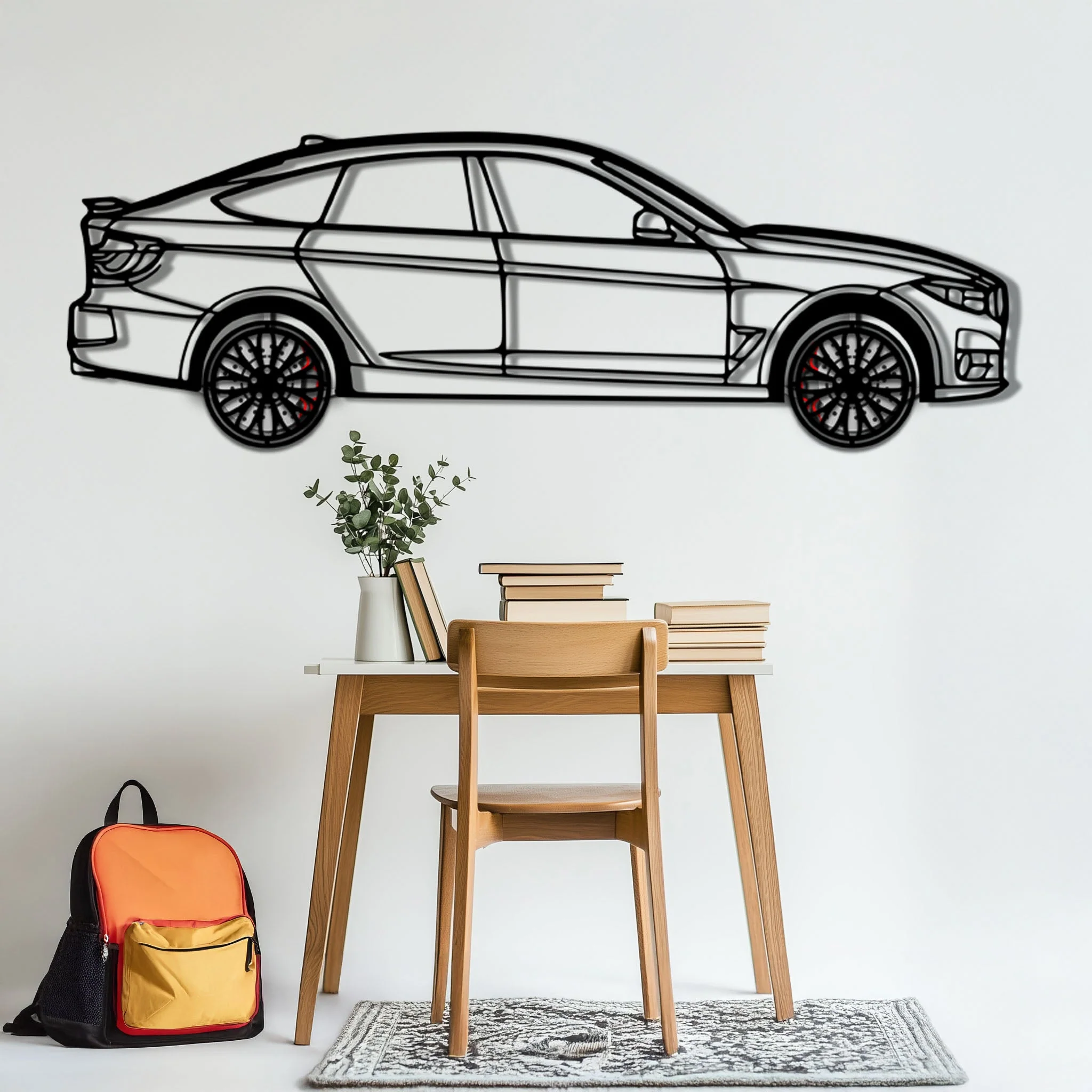 BMW 330 GT F34 Metal Car Wall Art with Rotating Wheels - Gran Turismo Silhouette Decor - Interactive Automotive Wall Art - KAFMEKA103 - Image 5
