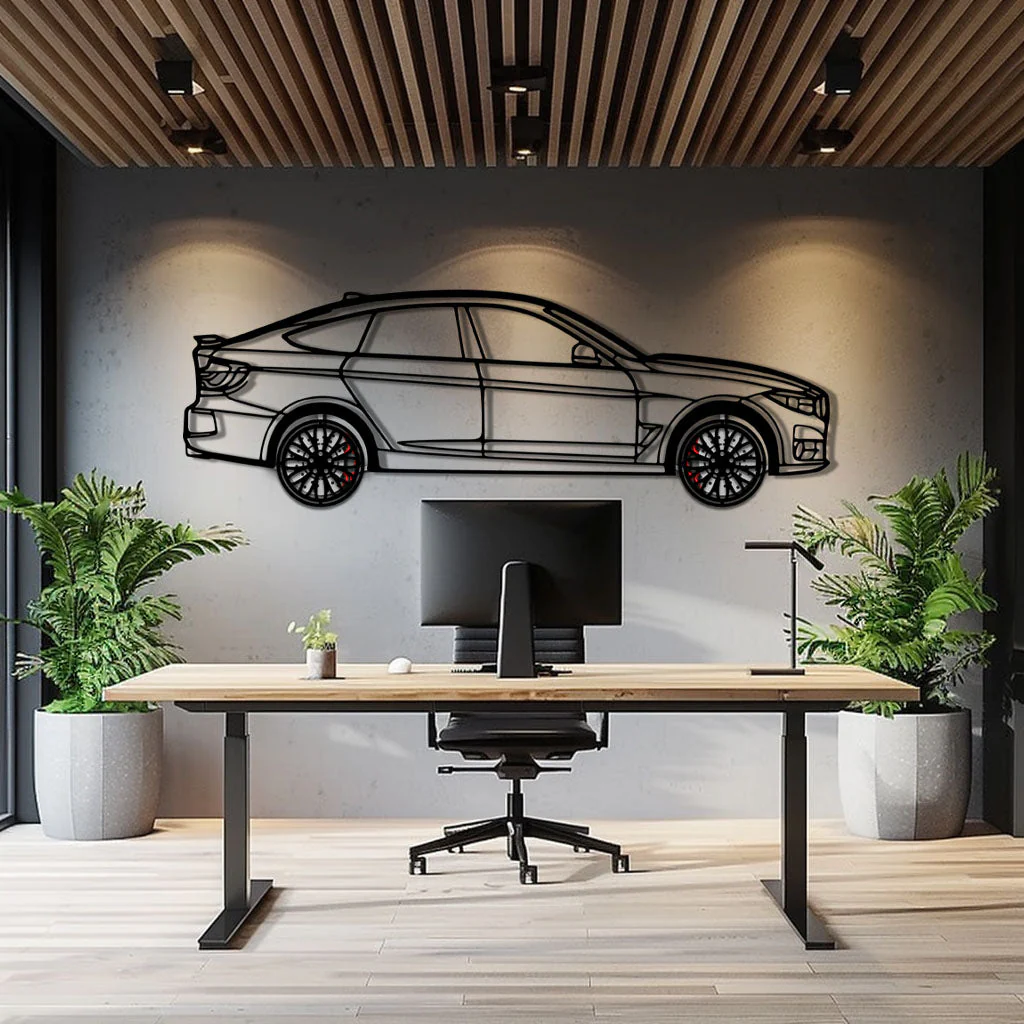 BMW 330 GT F34 Metal Car Wall Art with Rotating Wheels - Gran Turismo Silhouette Decor - Interactive Automotive Wall Art - KAFMEKA103 - Image 9