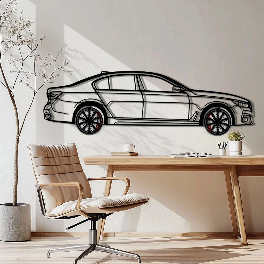 BMW 750i Metal Car Wall Art with Rotating Wheels - Luxury Executive Sedan Silhouette - Interactive Automotive Wall Decor - KAFMEKA104 - Image 2