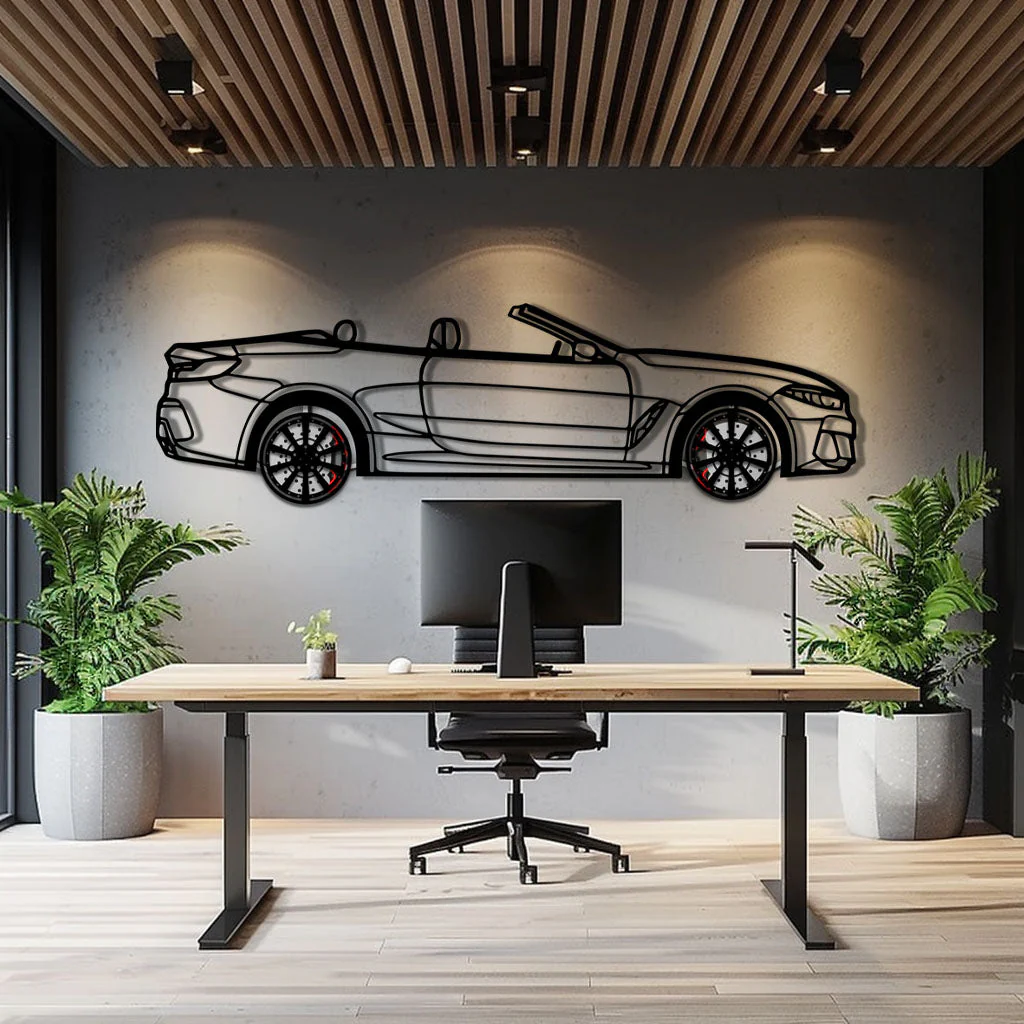 BMW 850i Metal Car Wall Art with Rotating Wheels - Luxury Grand Tourer Silhouette - Interactive Automotive Wall Decor - KAFMEKA105 - Image 10
