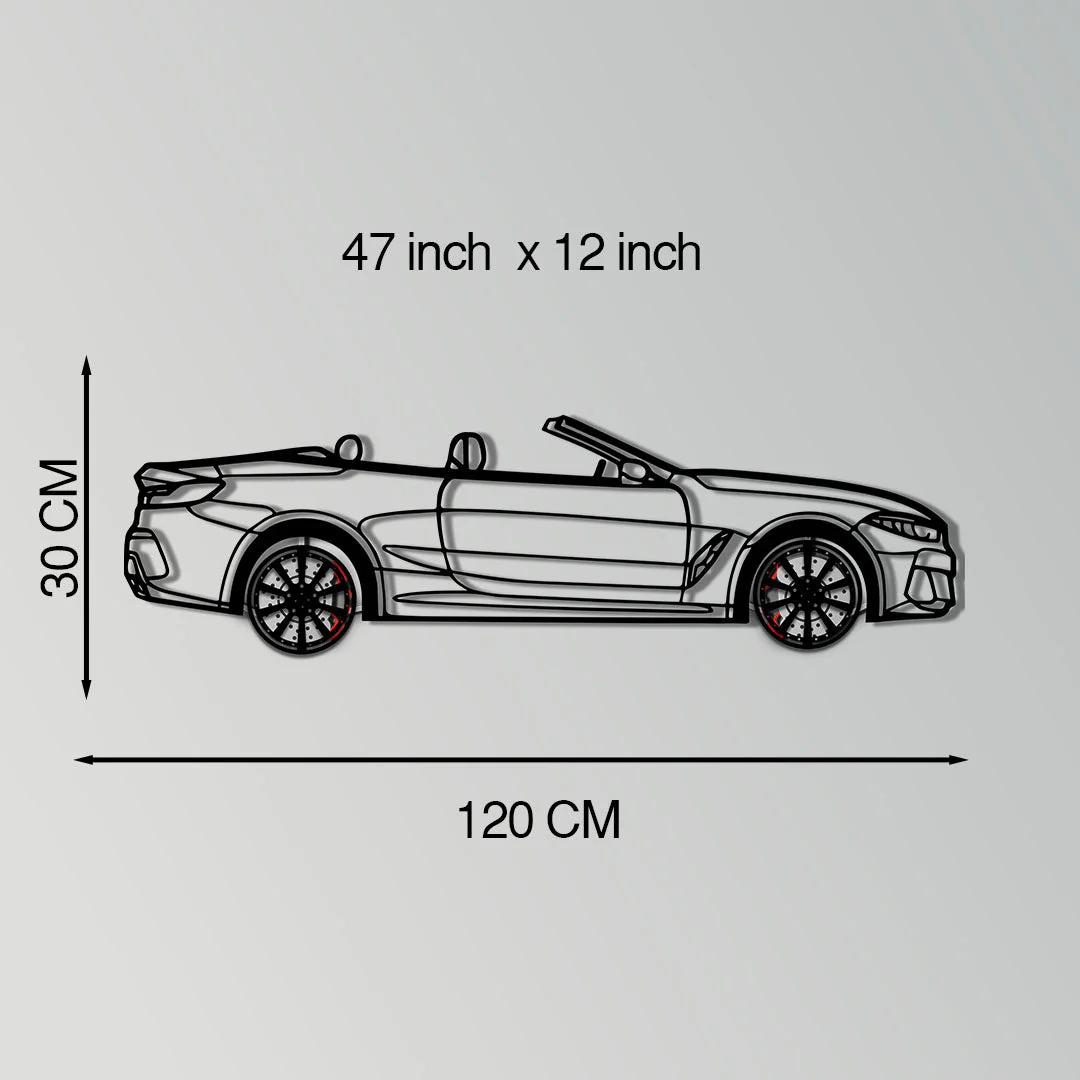 BMW 850i Metal Car Wall Art with Rotating Wheels - Luxury Grand Tourer Silhouette - Interactive Automotive Wall Decor - KAFMEKA105 - Image 11