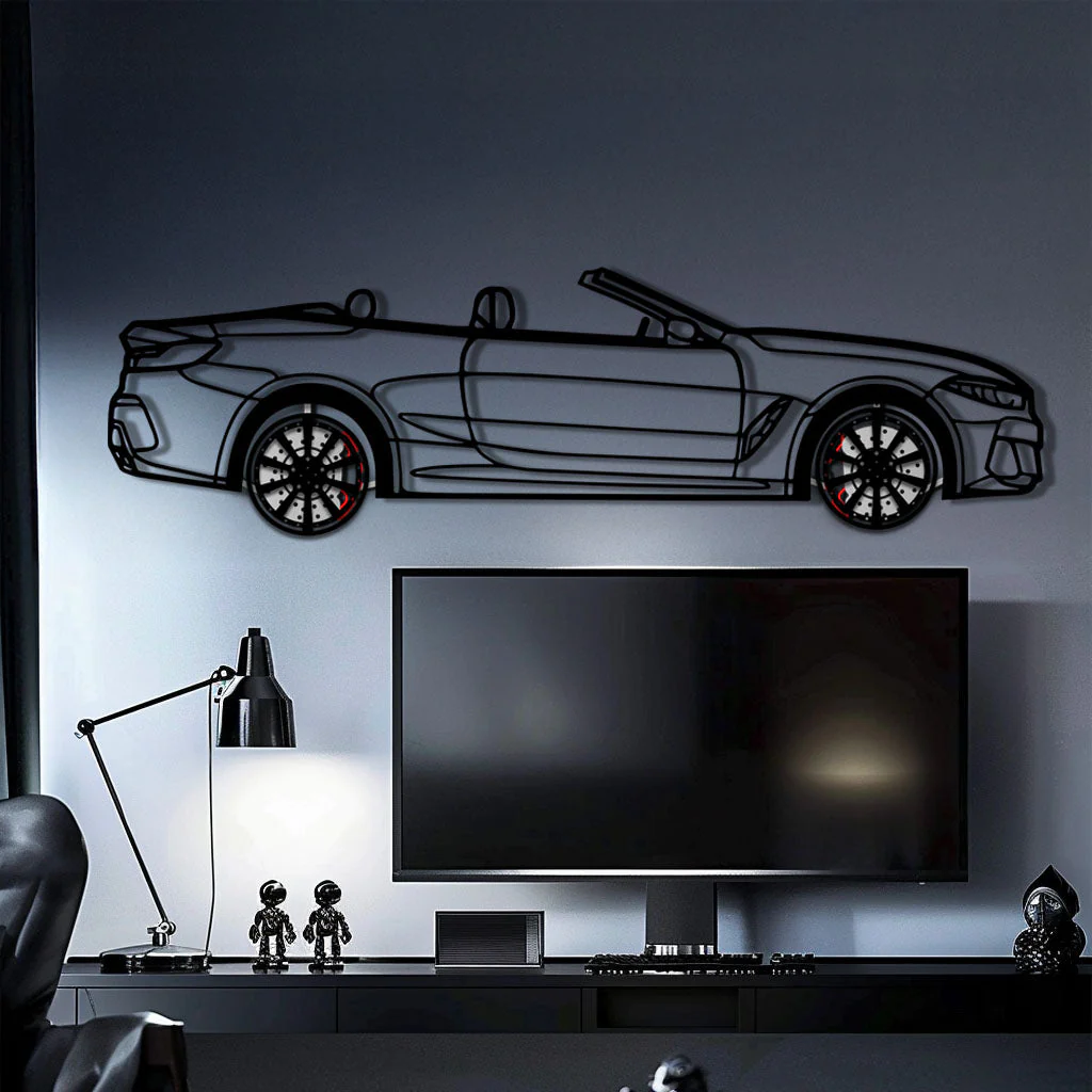 BMW 850i Metal Car Wall Art with Rotating Wheels - Luxury Grand Tourer Silhouette - Interactive Automotive Wall Decor - KAFMEKA105 - Image 2