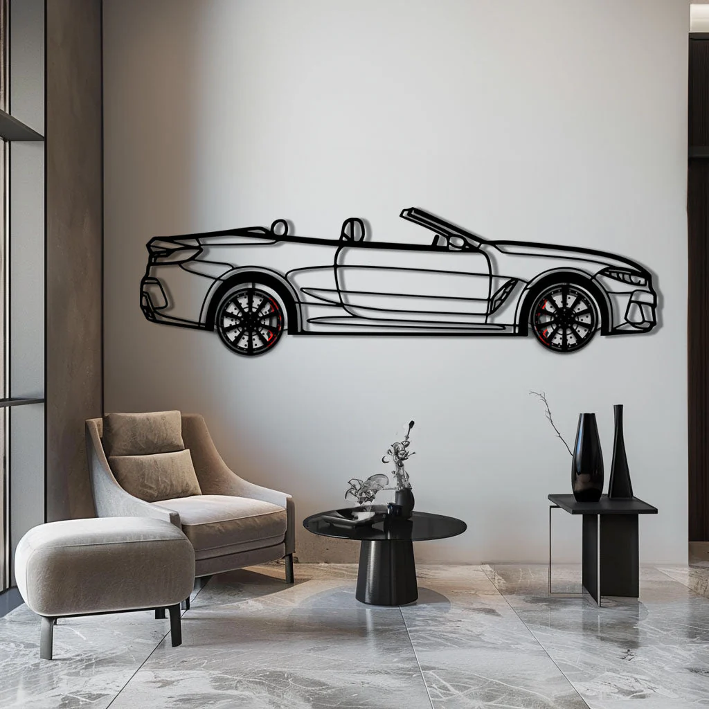 BMW 850i Metal Car Wall Art with Rotating Wheels - Luxury Grand Tourer Silhouette - Interactive Automotive Wall Decor - KAFMEKA105 - Image 5