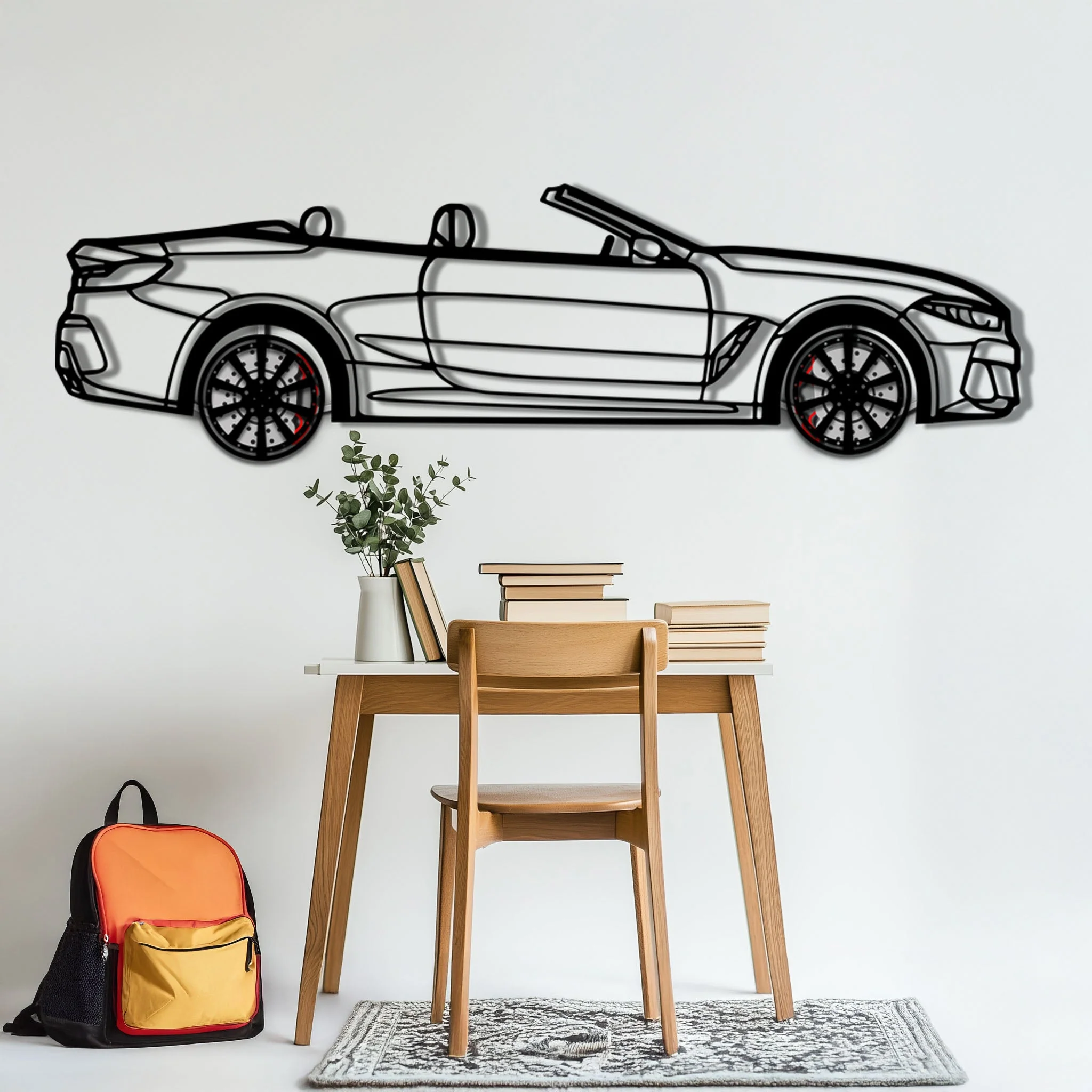 BMW 850i Metal Car Wall Art with Rotating Wheels - Luxury Grand Tourer Silhouette - Interactive Automotive Wall Decor - KAFMEKA105 - Image 6