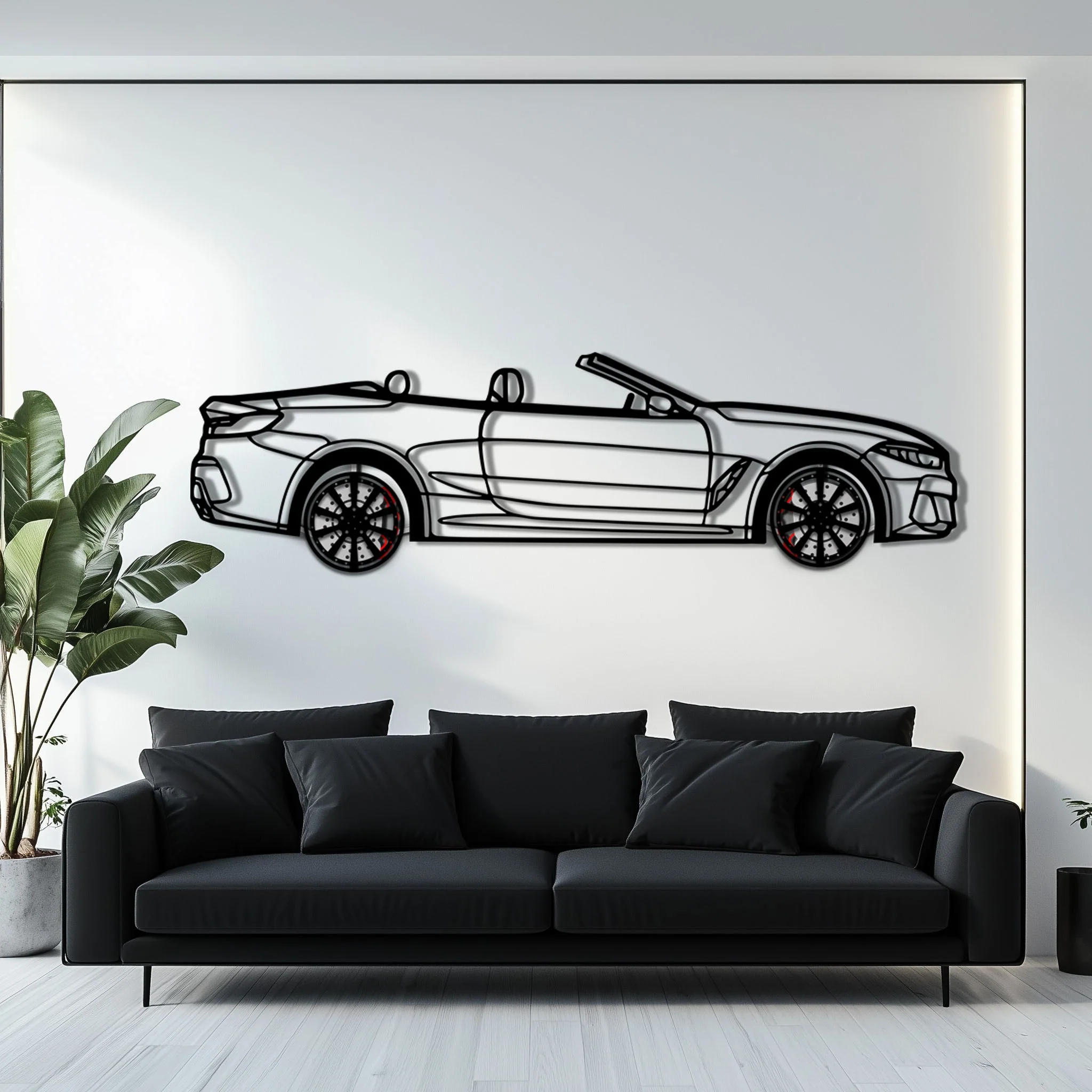 BMW 850i Metal Car Wall Art with Rotating Wheels - Luxury Grand Tourer Silhouette - Interactive Automotive Wall Decor - KAFMEKA105 - Image 8