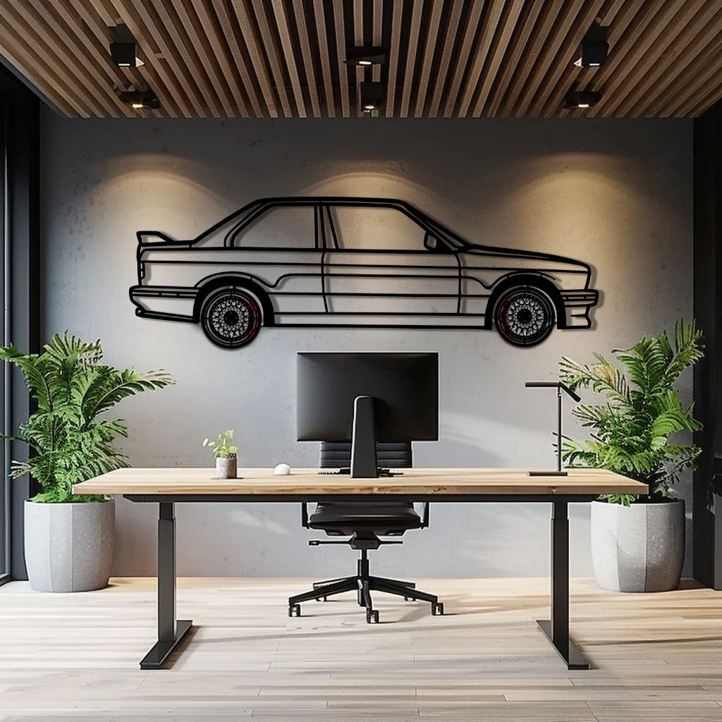 BMW E30 M3 Metal Car Wall Art with Rotating Wheels - Classic M Power Silhouette Decor - Interactive Automotive Wall Art - KAFMEKA100 - Image 10