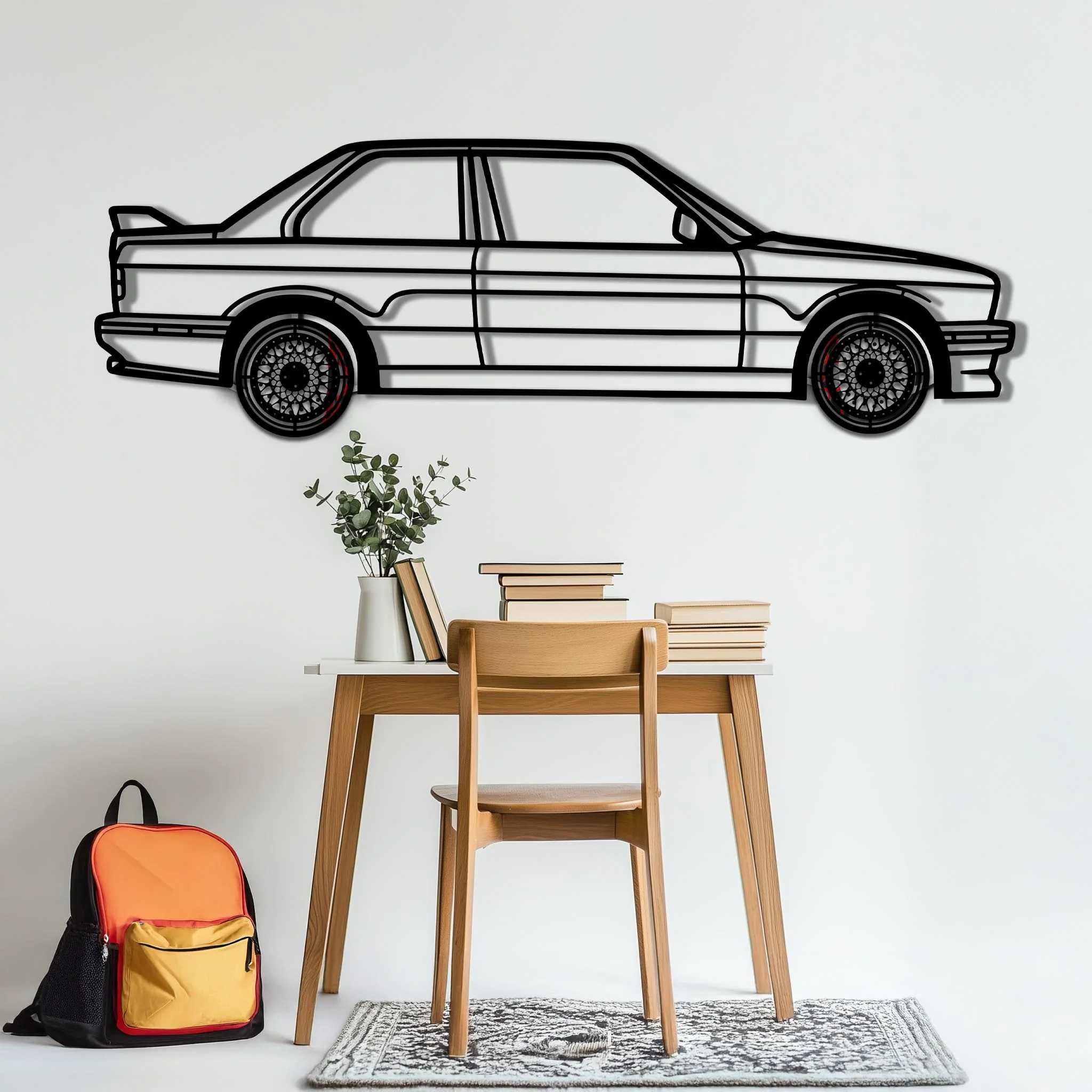BMW E30 M3 Metal Car Wall Art with Rotating Wheels - Classic M Power Silhouette Decor - Interactive Automotive Wall Art - KAFMEKA100 - Image 6