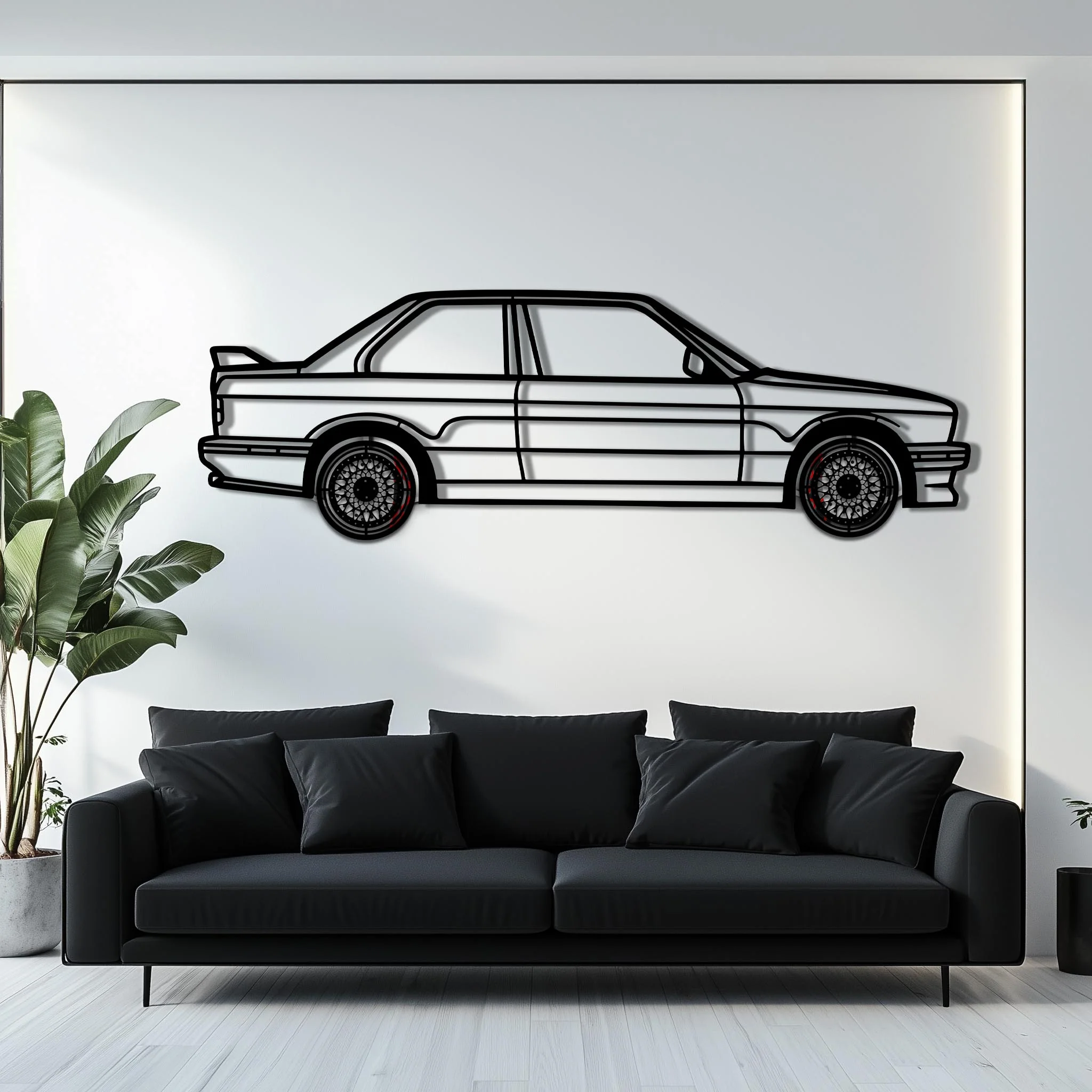 BMW E30 M3 Metal Car Wall Art with Rotating Wheels - Classic M Power Silhouette Decor - Interactive Automotive Wall Art - KAFMEKA100 - Image 8