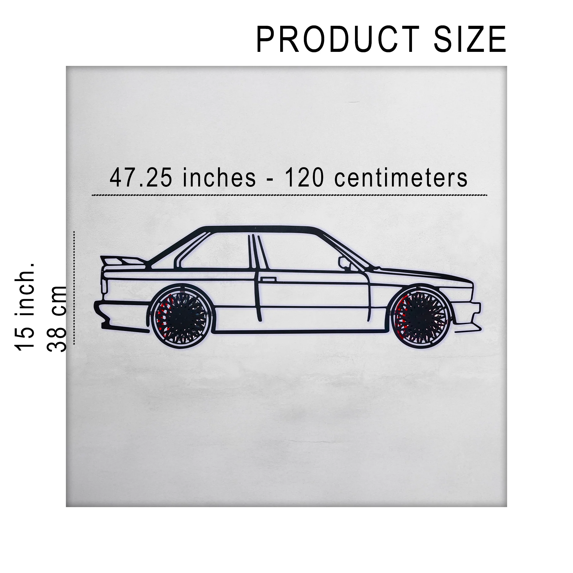 BMW E30 M3 Wall Art – Classic Steel Silhouette with Spinning Wheels -KAFMEKA013 - Image 10
