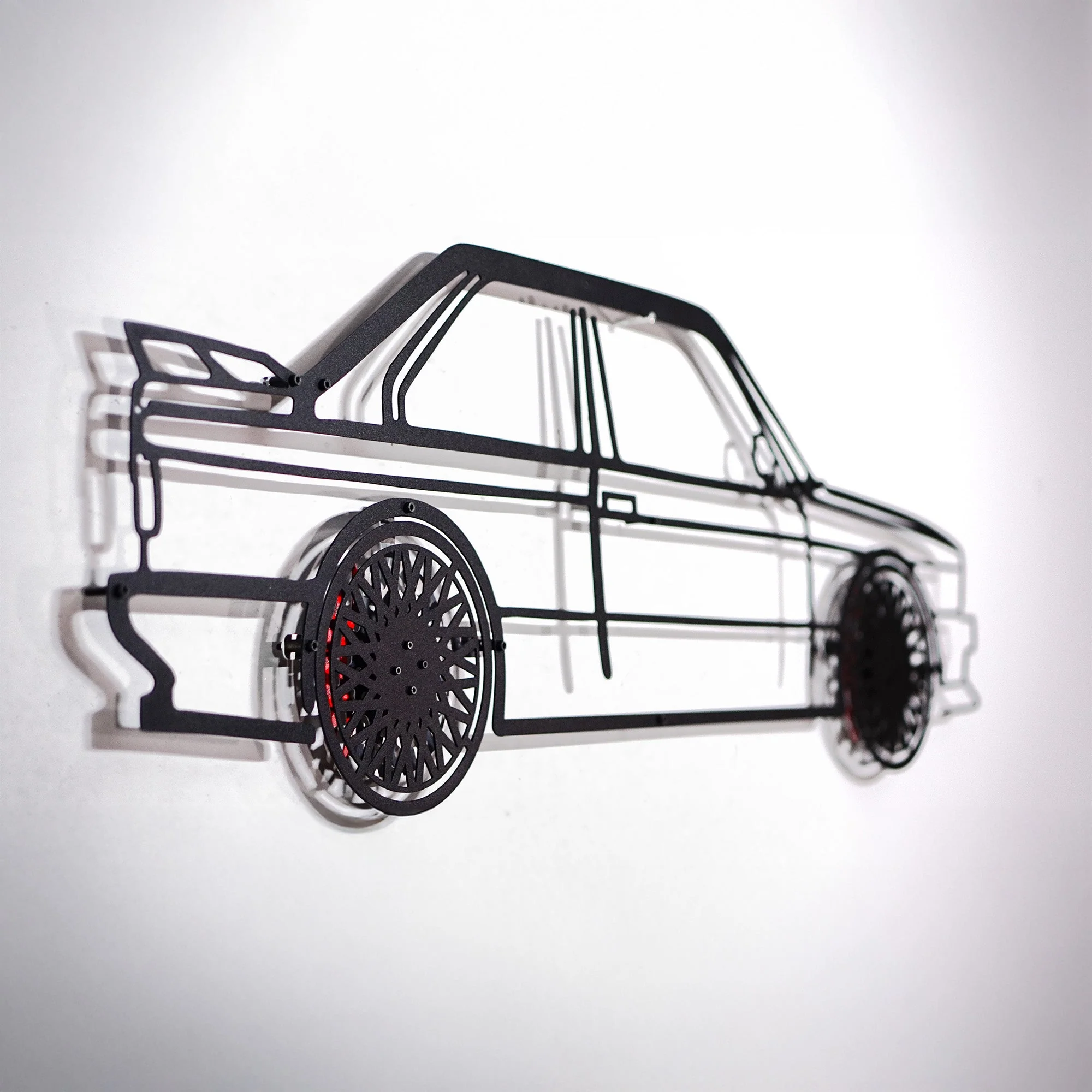 BMW E30 M3 Wall Art – Classic Steel Silhouette with Spinning Wheels -KAFMEKA013 - Image 4