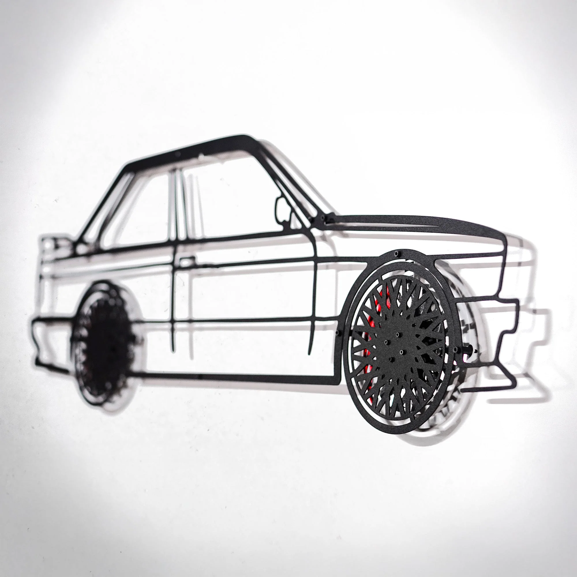 BMW E30 M3 Wall Art – Classic Steel Silhouette with Spinning Wheels -KAFMEKA013 - Image 5