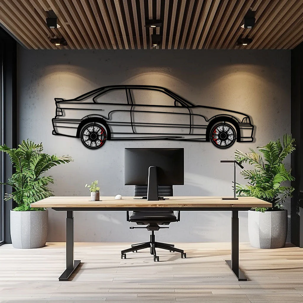 BMW E36 M3 Metal Car Wall Art with Rotating Wheels - 90s Performance Legend Silhouette - Interactive Automotive Wall Decor - KAFMEKA101 - Image 10