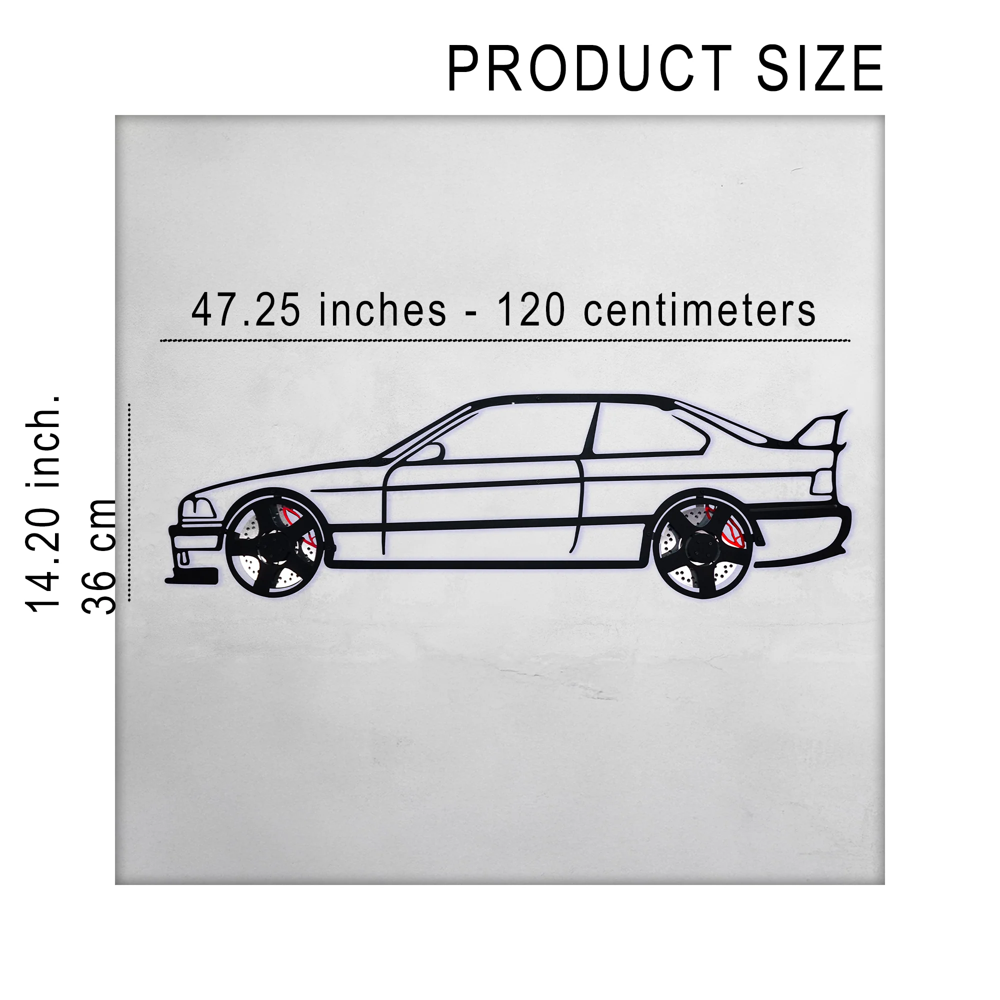BMW E36 M3 Wall Art – Classic Steel Silhouette with Spinning Wheels-KAFMEKA015 - Image 11