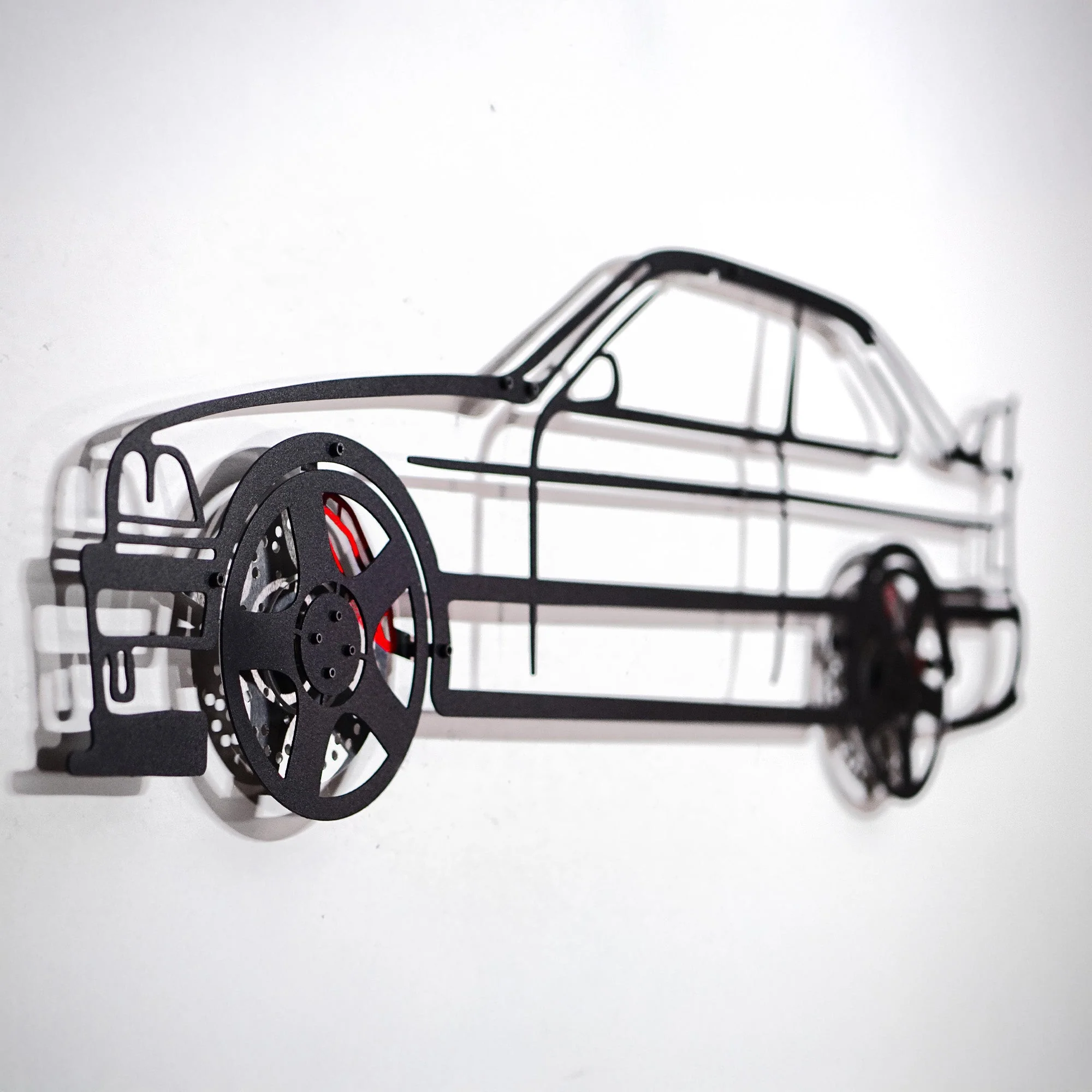 BMW E36 M3 Wall Art – Classic Steel Silhouette with Spinning Wheels-KAFMEKA015 - Image 2