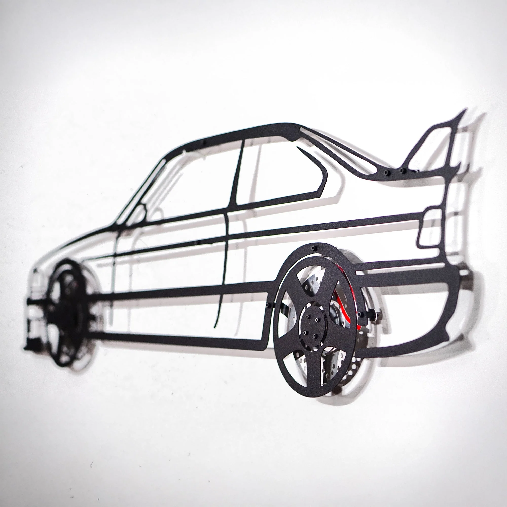 BMW E36 M3 Wall Art – Classic Steel Silhouette with Spinning Wheels-KAFMEKA015 - Image 3