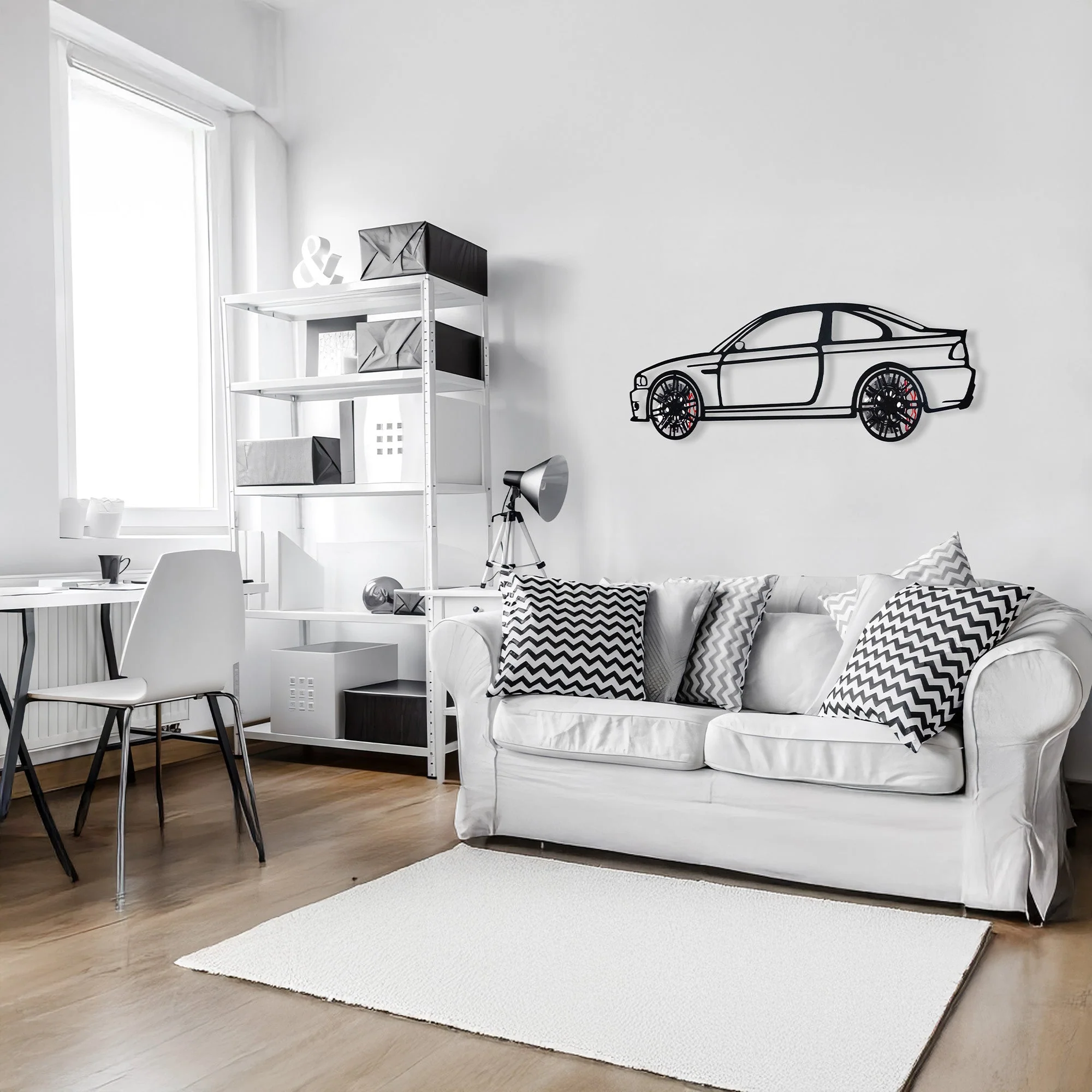 BMW E46 M3 Wall Art – Steel Silhouette with Spinning Wheels-KAFMEKA016 - Image 10