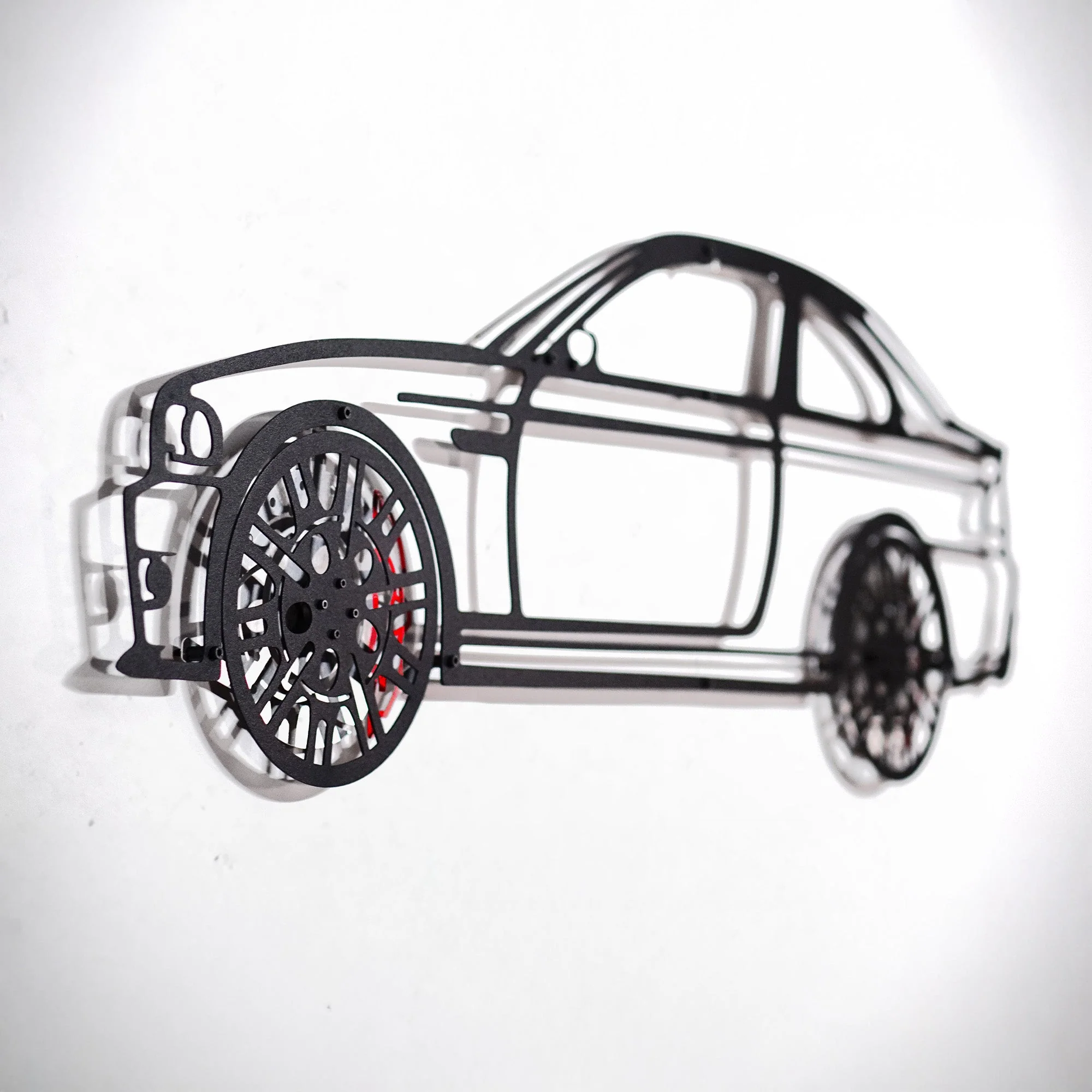 BMW E46 M3 Wall Art – Steel Silhouette with Spinning Wheels-KAFMEKA016 - Image 4