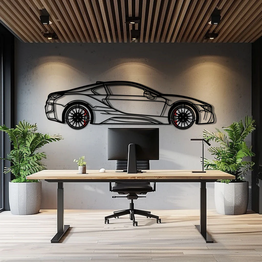 BMW i8 Metal Car Wall Art with Rotating Wheels - Futuristic Hybrid Supercar Silhouette - Interactive Automotive Decor - KAFMEKA106 - Image 10