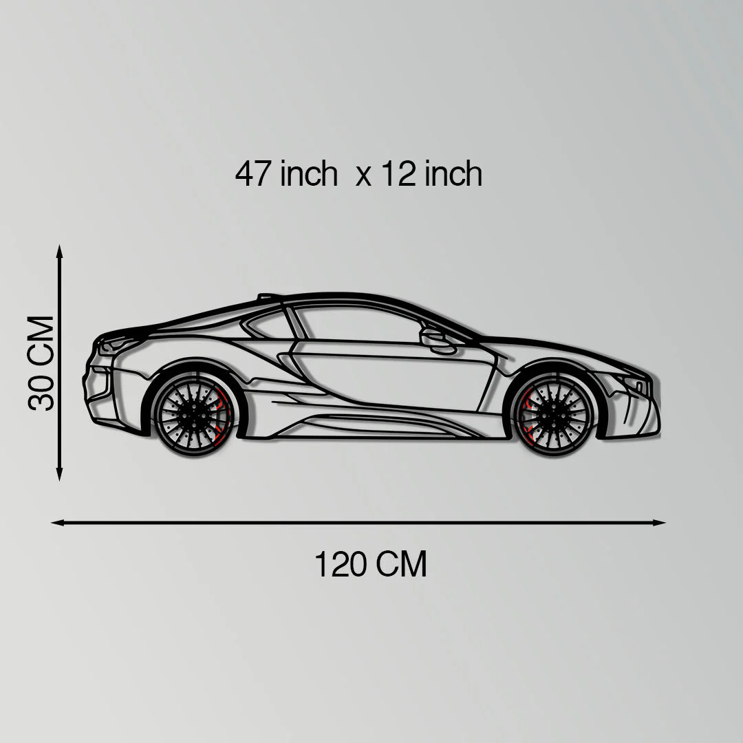 BMW i8 Metal Car Wall Art with Rotating Wheels - Futuristic Hybrid Supercar Silhouette - Interactive Automotive Decor - KAFMEKA106 - Image 11