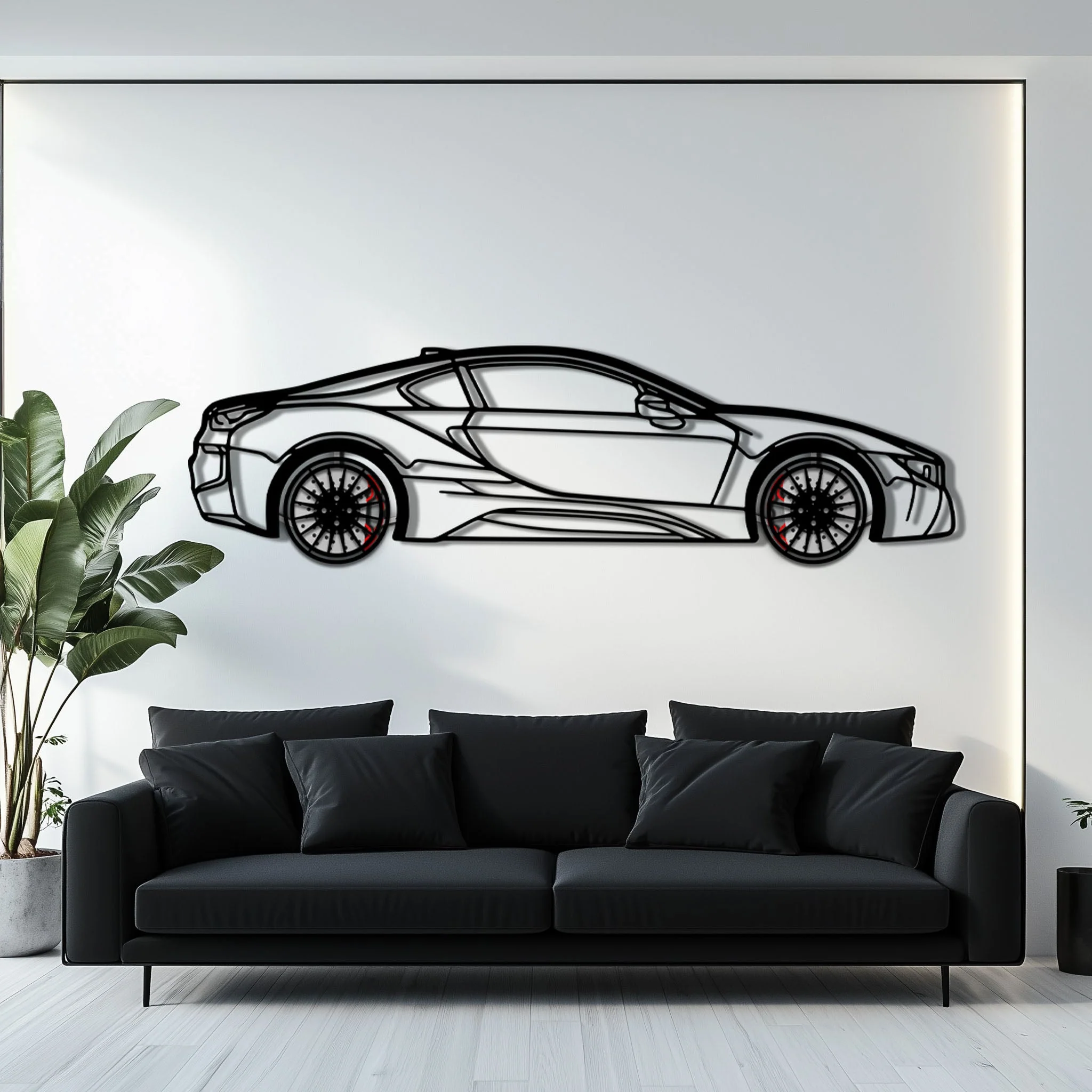 BMW i8 Metal Car Wall Art with Rotating Wheels - Futuristic Hybrid Supercar Silhouette - Interactive Automotive Decor - KAFMEKA106 - Image 8