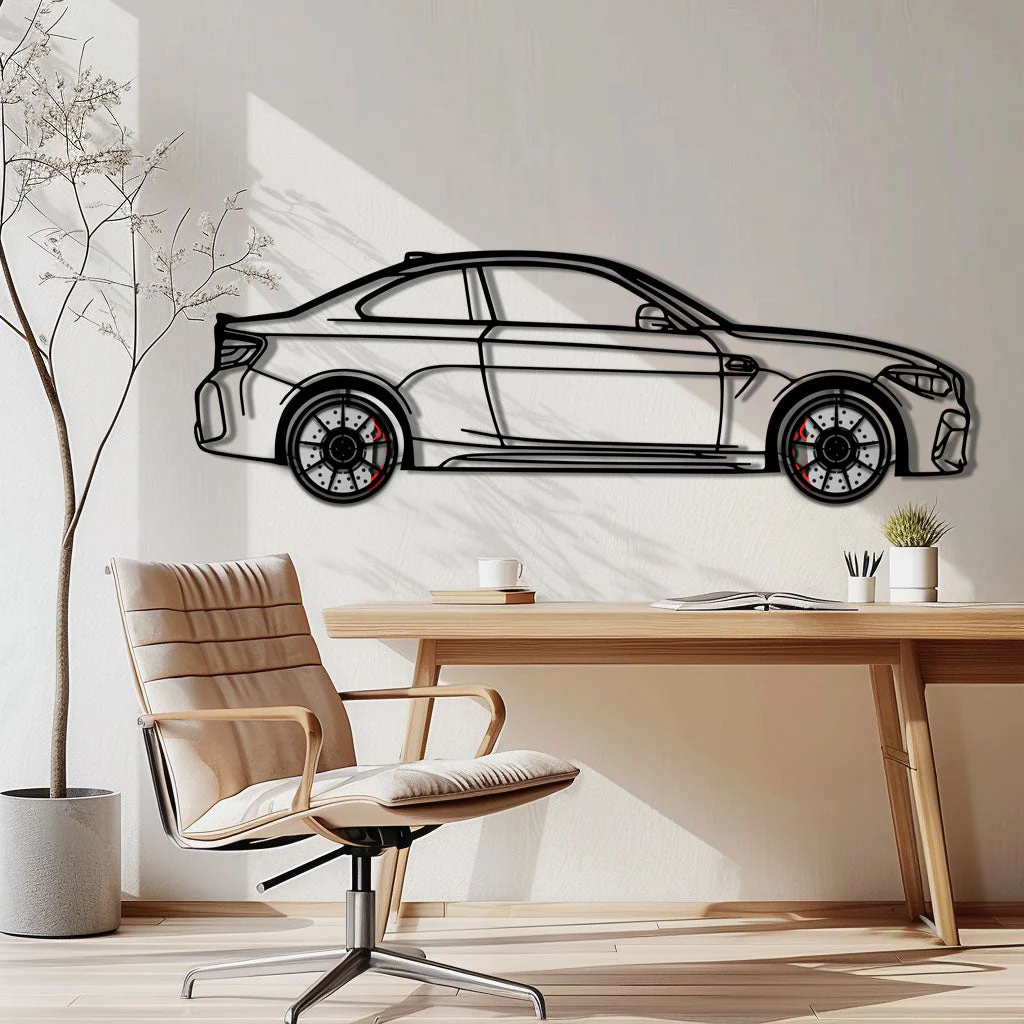 BMW M2 F87 Metal Car Wall Art with Rotating Wheels - M Power Compact Performance Silhouette - Interactive Automotive Decor - KAFMEKA107 - Image 3