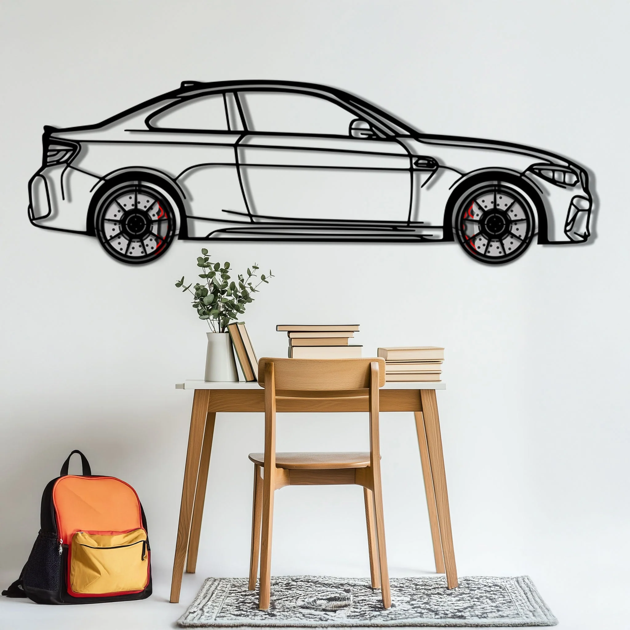 BMW M2 F87 Metal Car Wall Art with Rotating Wheels - M Power Compact Performance Silhouette - Interactive Automotive Decor - KAFMEKA107 - Image 6