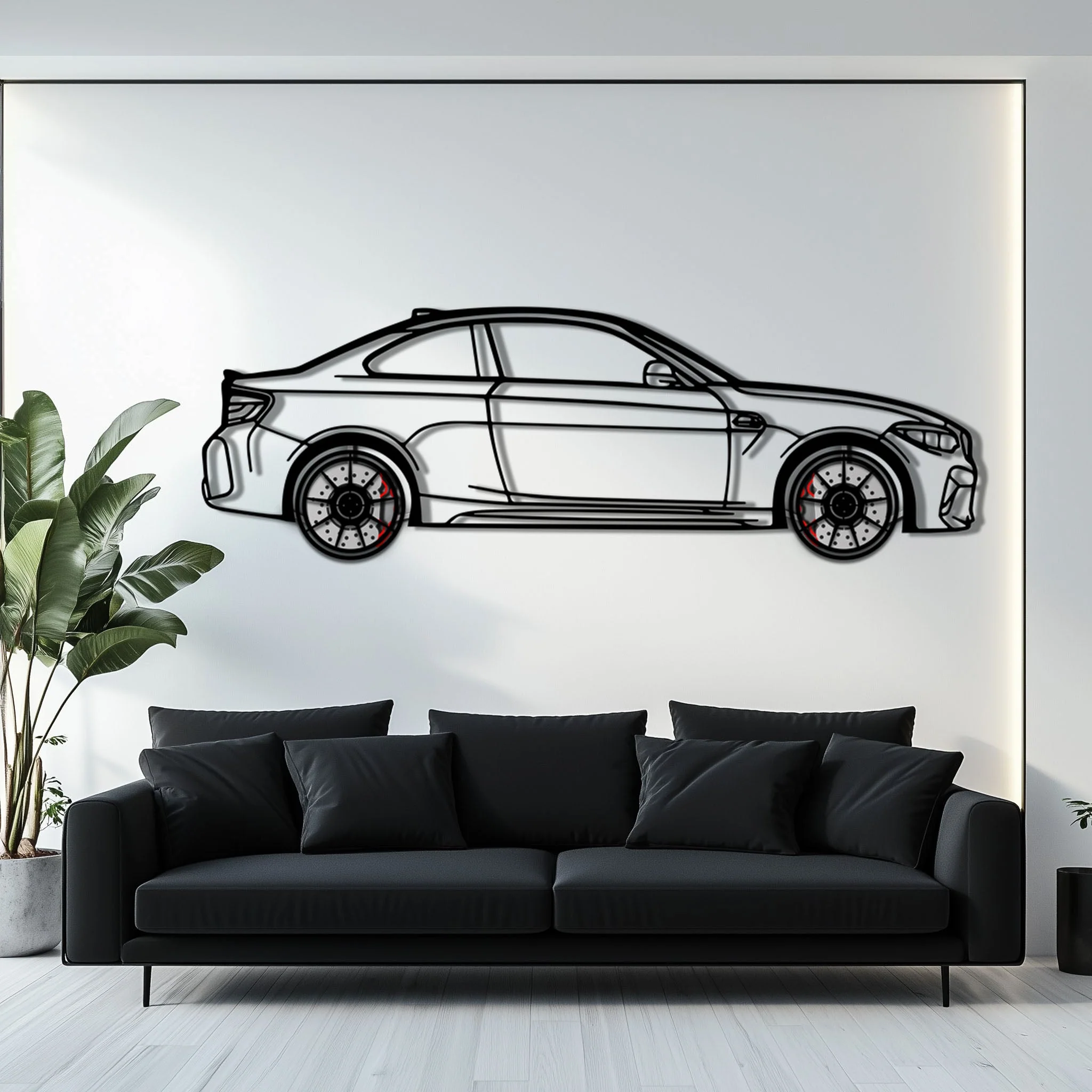 BMW M2 F87 Metal Car Wall Art with Rotating Wheels - M Power Compact Performance Silhouette - Interactive Automotive Decor - KAFMEKA107 - Image 8