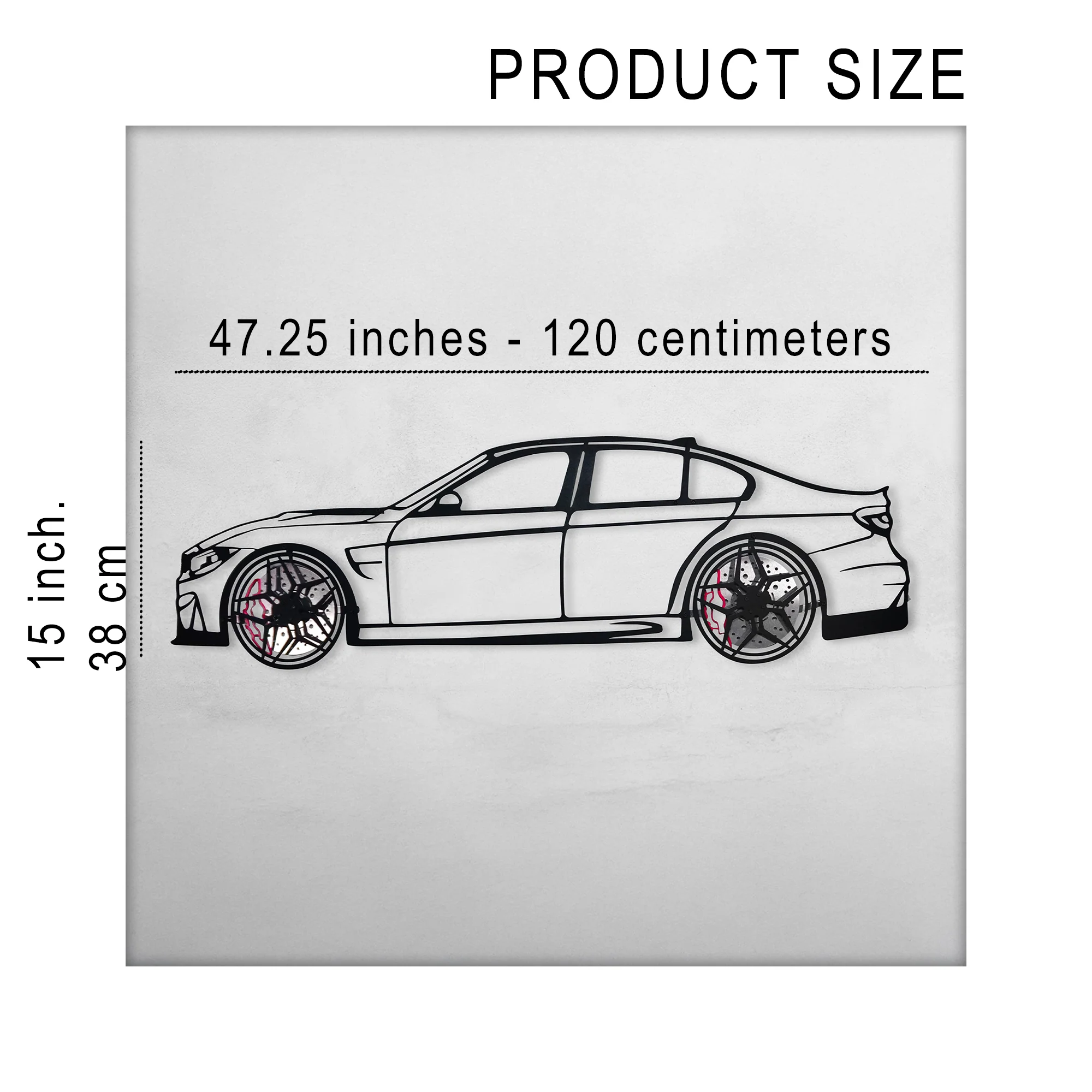 BMW M3 Wall Art – F80 Steel Silhouette with Spinning Wheels-KAFMEKA017 - Image 11
