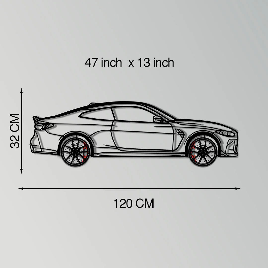 BMW M4 CSL Metal Car Wall Art with Rotating Wheels - Limited Edition G82 Silhouette - Interactive Automotive Wall Art - KAFMEKA108 - Image 11
