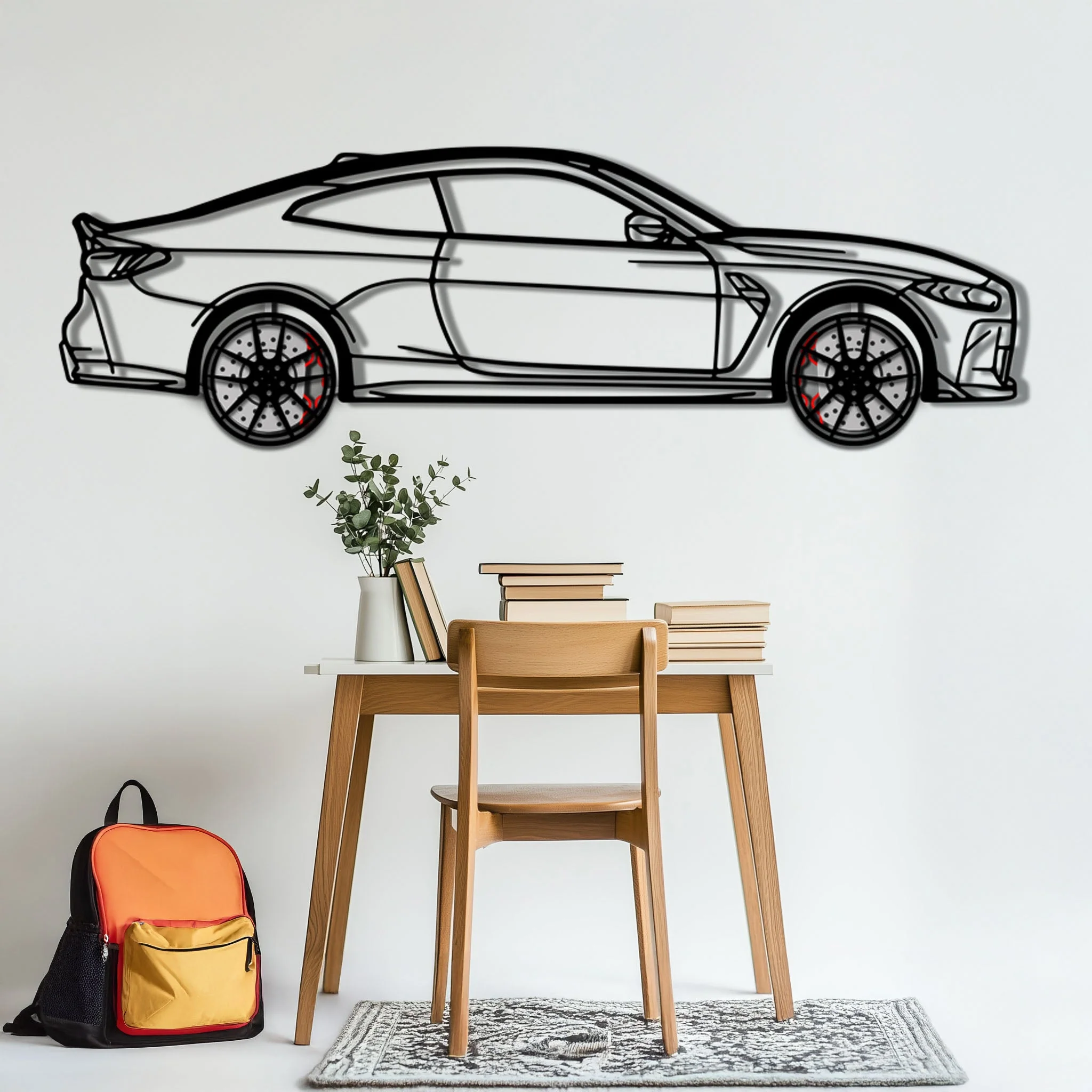 BMW M4 CSL Metal Car Wall Art with Rotating Wheels - Limited Edition G82 Silhouette - Interactive Automotive Wall Art - KAFMEKA108 - Image 6
