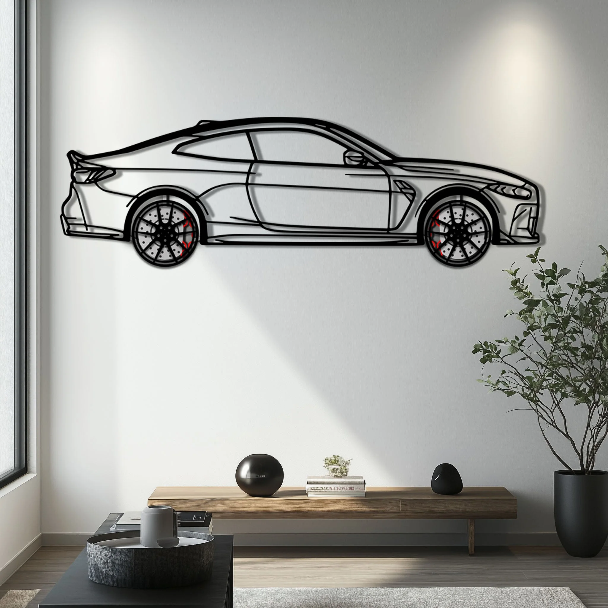 BMW M4 CSL Metal Car Wall Art with Rotating Wheels - Limited Edition G82 Silhouette - Interactive Automotive Wall Art - KAFMEKA108 - Image 7