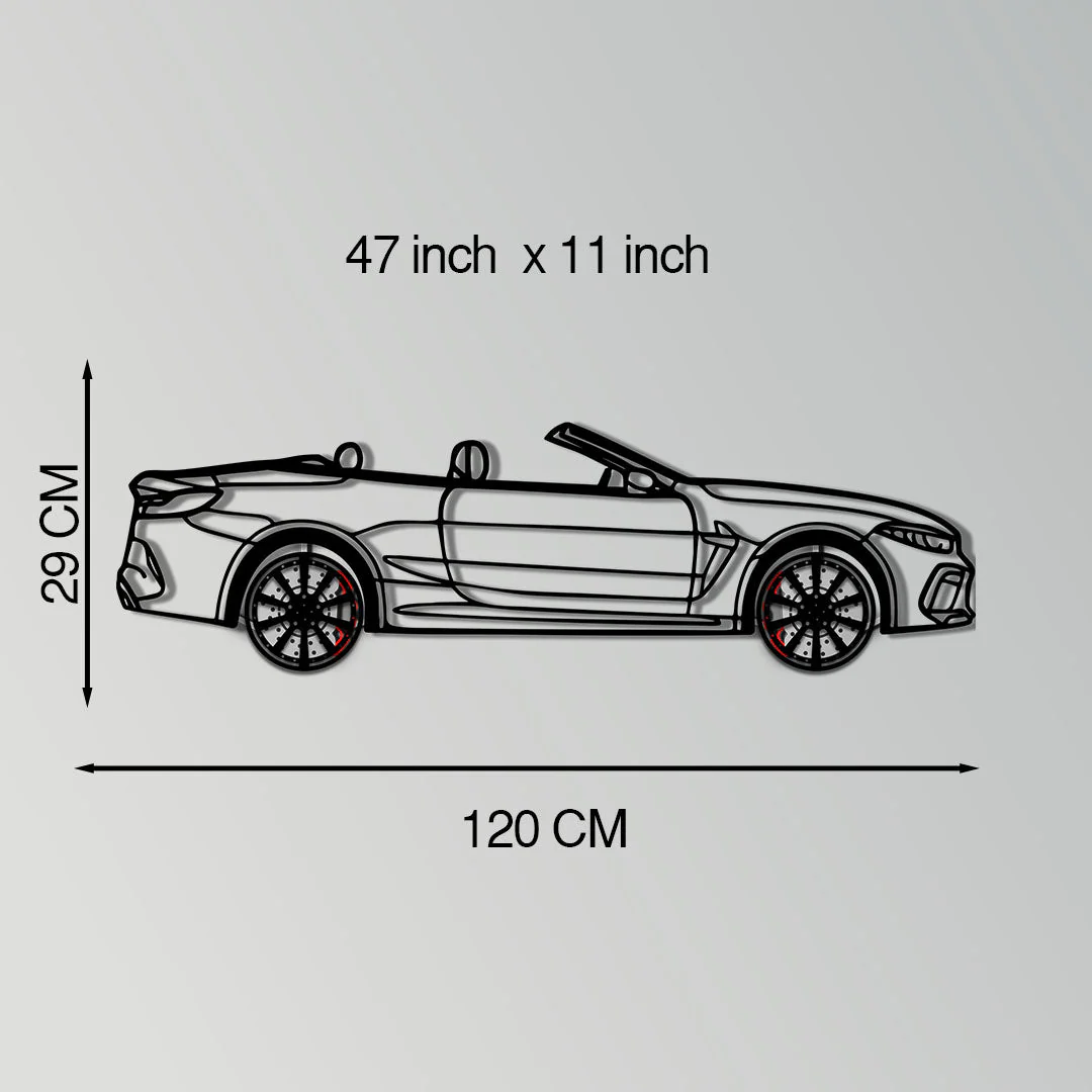 BMW M8 Competition Metal Car Wall Art with Rotating Wheels - M Power Luxury Silhouette - Interactive Automotive Wall Art - KAFMEKA109 - Image 11