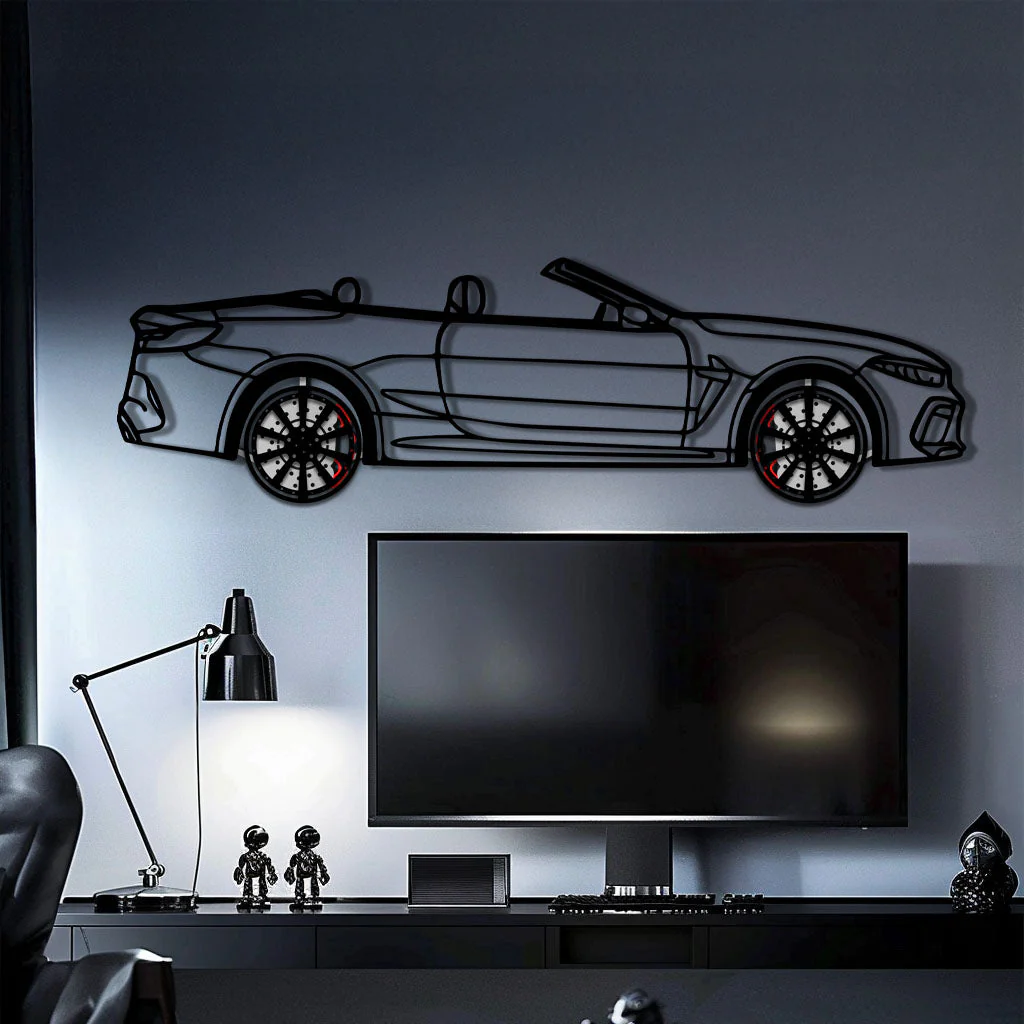 BMW M8 Competition Metal Car Wall Art with Rotating Wheels - M Power Luxury Silhouette - Interactive Automotive Wall Art - KAFMEKA109 - Image 2