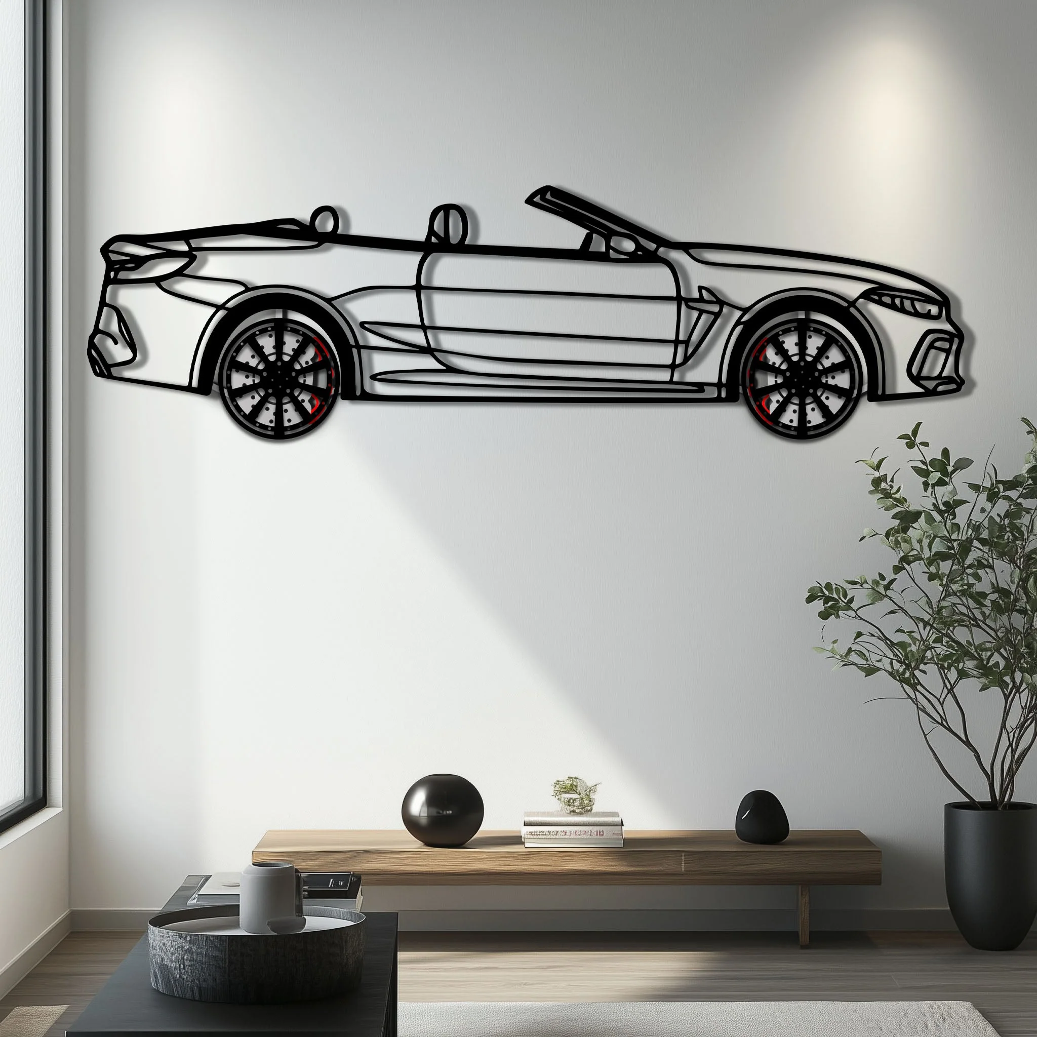 BMW M8 Competition Metal Car Wall Art with Rotating Wheels - M Power Luxury Silhouette - Interactive Automotive Wall Art - KAFMEKA109 - Image 7