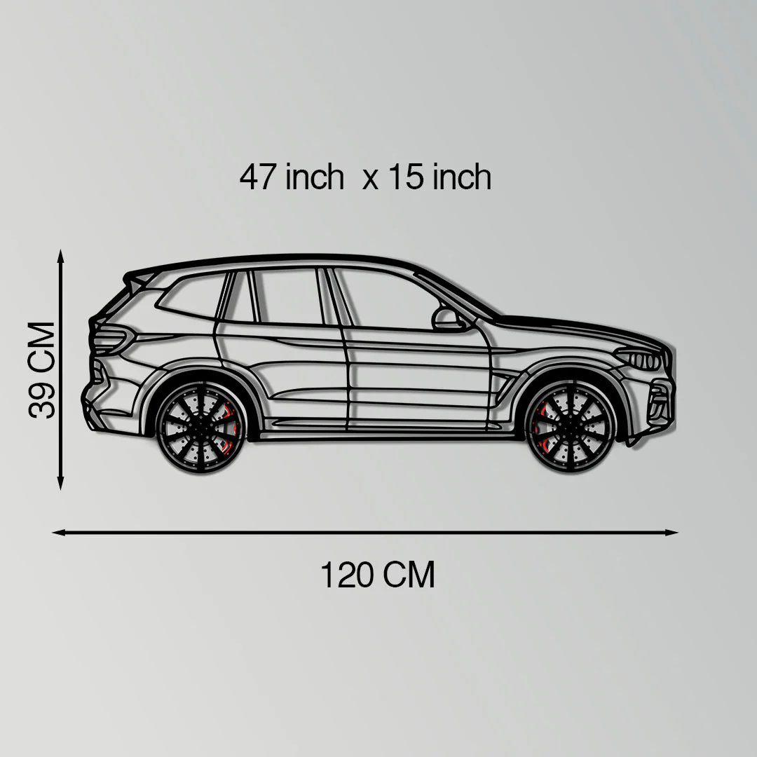 BMW X3 Metal Car Wall Art with Rotating Wheels - Modern SAV Silhouette Decor - Interactive Automotive Wall Art - KAFMEKA110 - Image 11