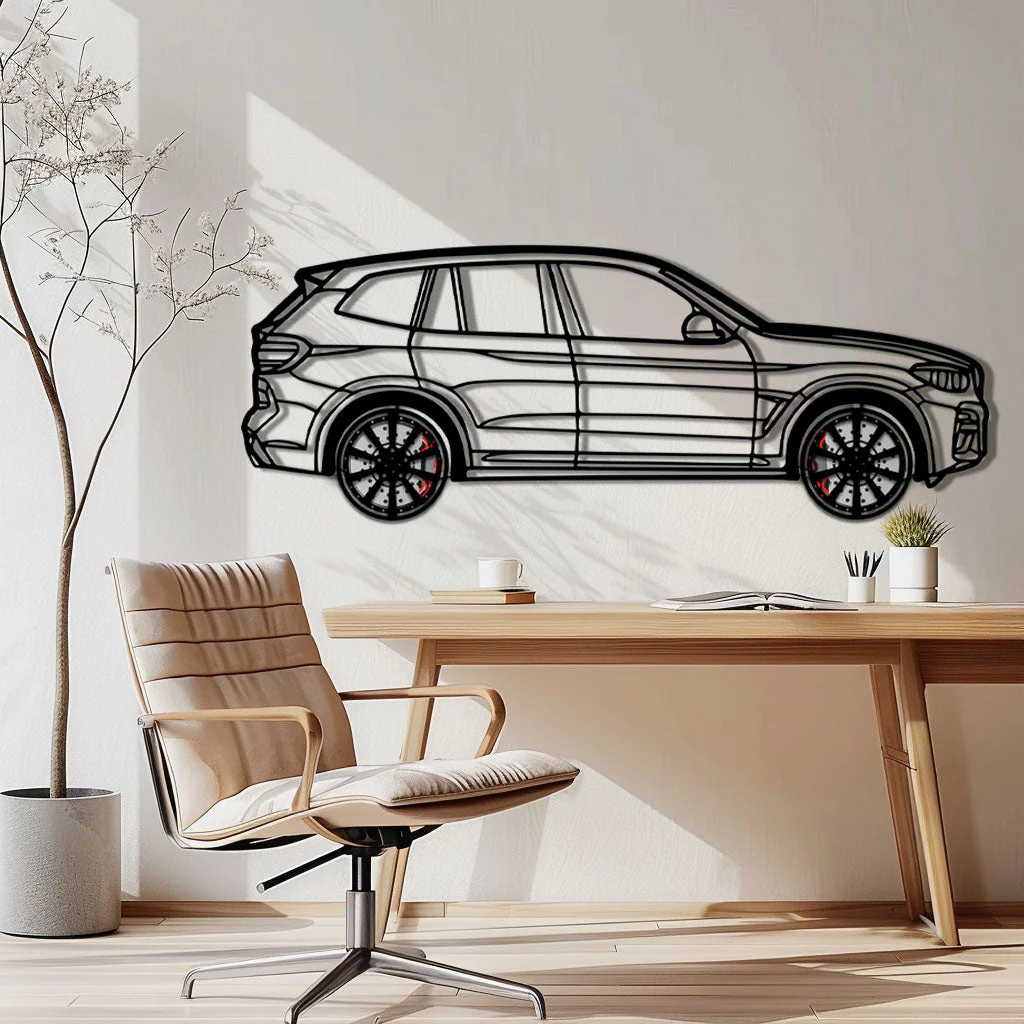 BMW X3 Metal Car Wall Art with Rotating Wheels - Modern SAV Silhouette Decor - Interactive Automotive Wall Art - KAFMEKA110 - Image 3