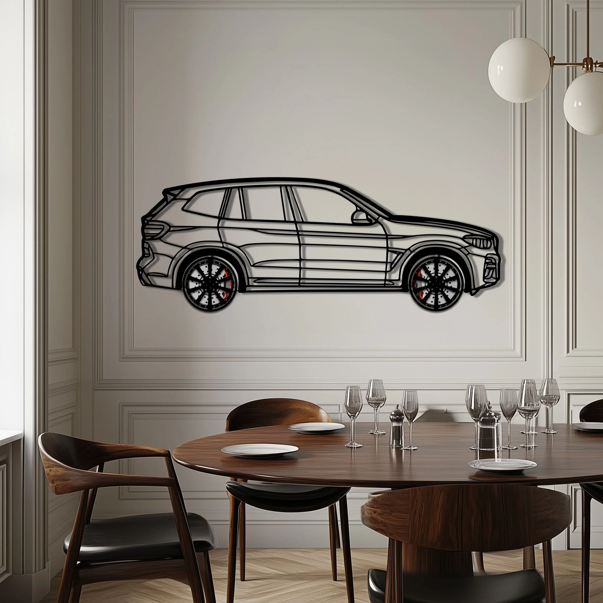 BMW X3 Metal Car Wall Art with Rotating Wheels - Modern SAV Silhouette Decor - Interactive Automotive Wall Art - KAFMEKA110 - Image 4