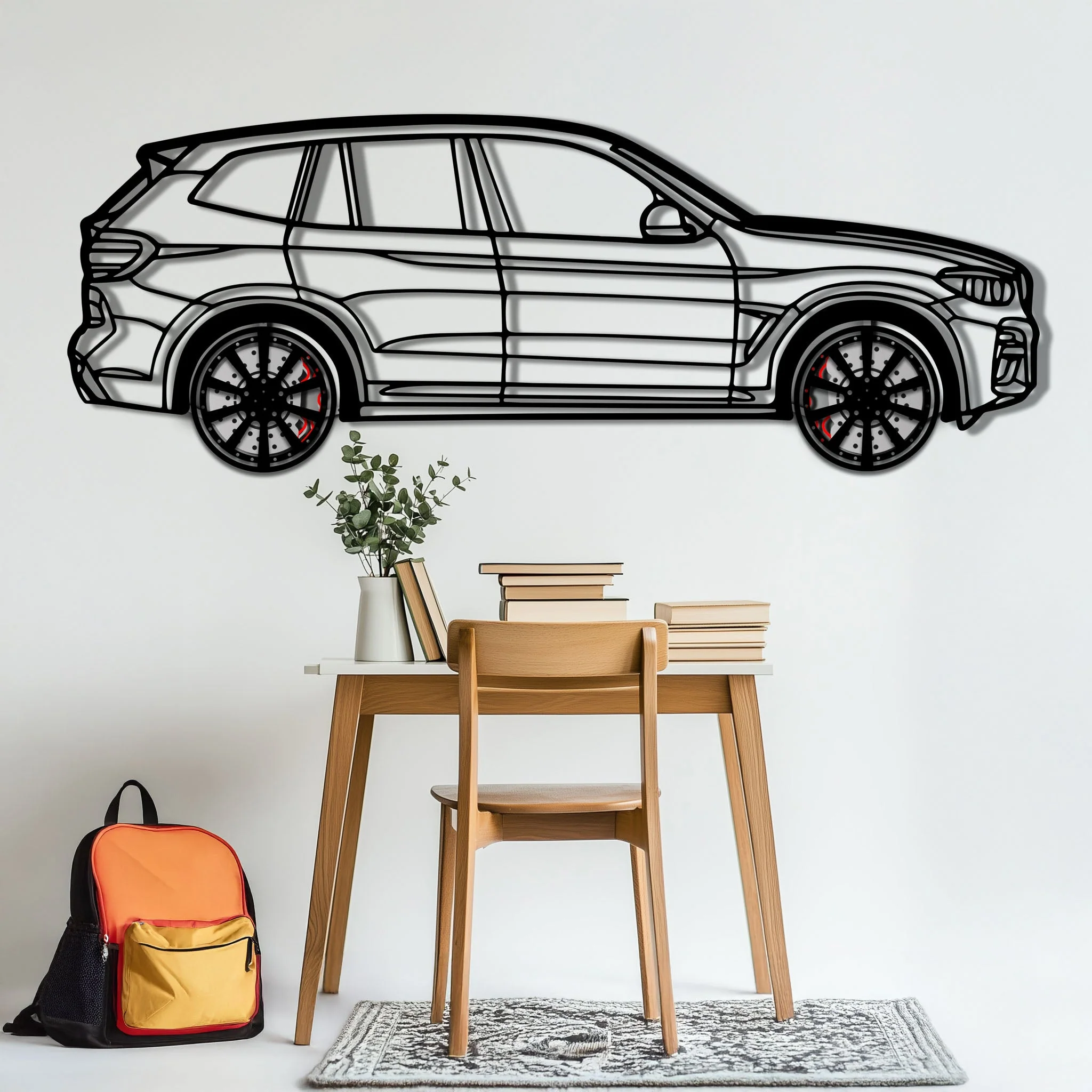 BMW X3 Metal Car Wall Art with Rotating Wheels - Modern SAV Silhouette Decor - Interactive Automotive Wall Art - KAFMEKA110 - Image 6